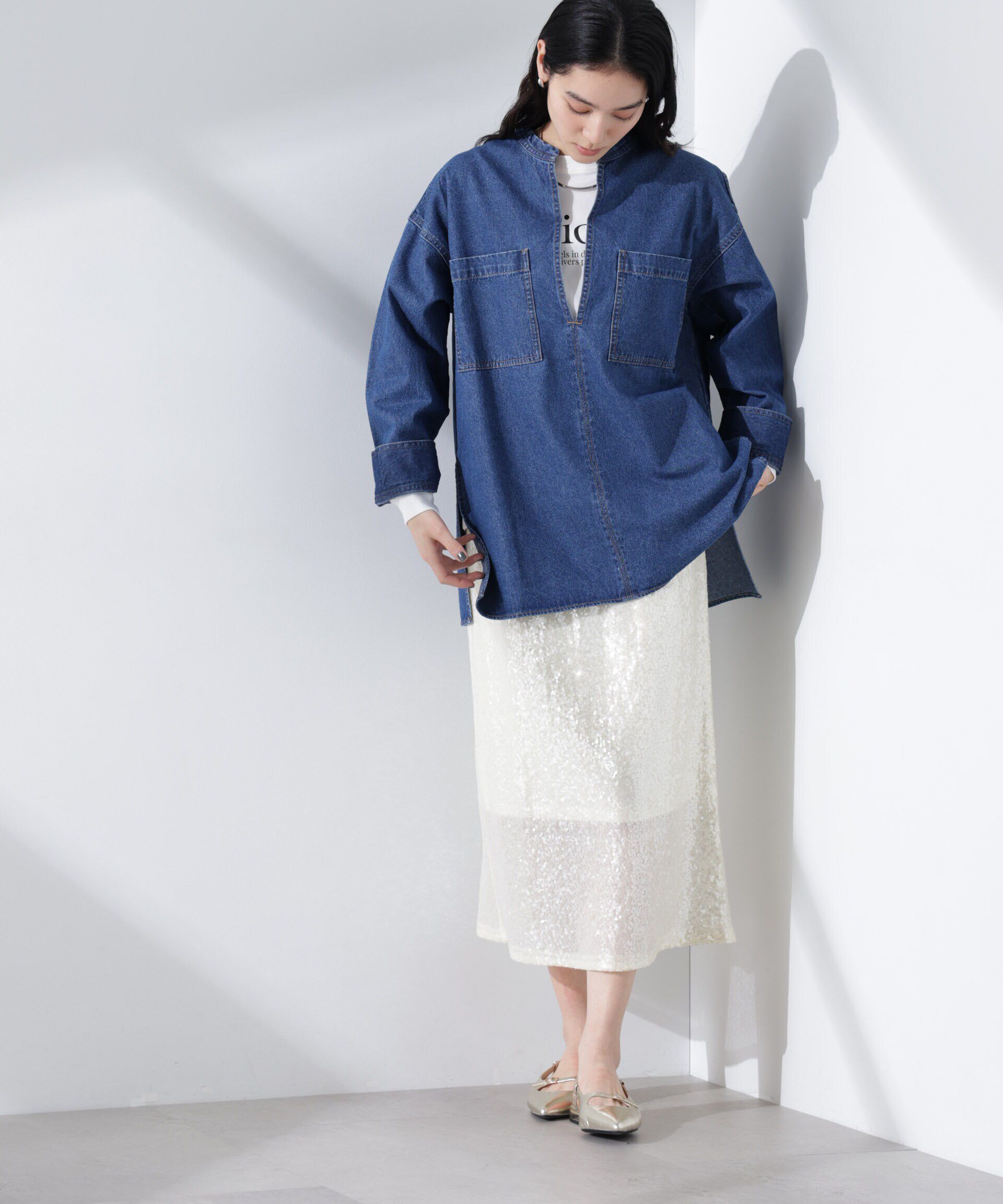 nano･universe「デニムポケットプルオーバー（セットアップ可）」|シャツ・ブラウス|
