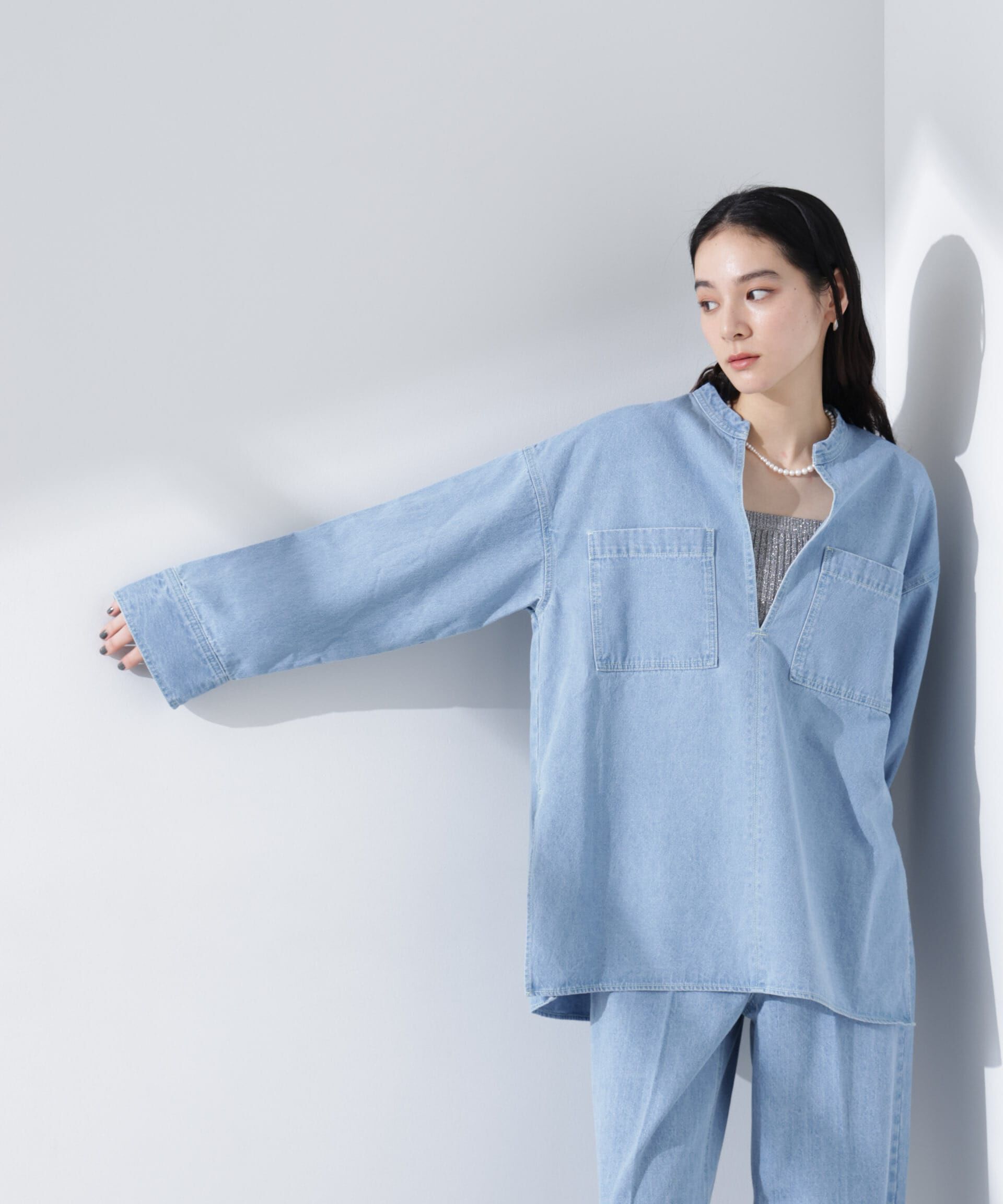 nano･universe「デニムポケットプルオーバー（セットアップ可）」|シャツ・ブラウス|