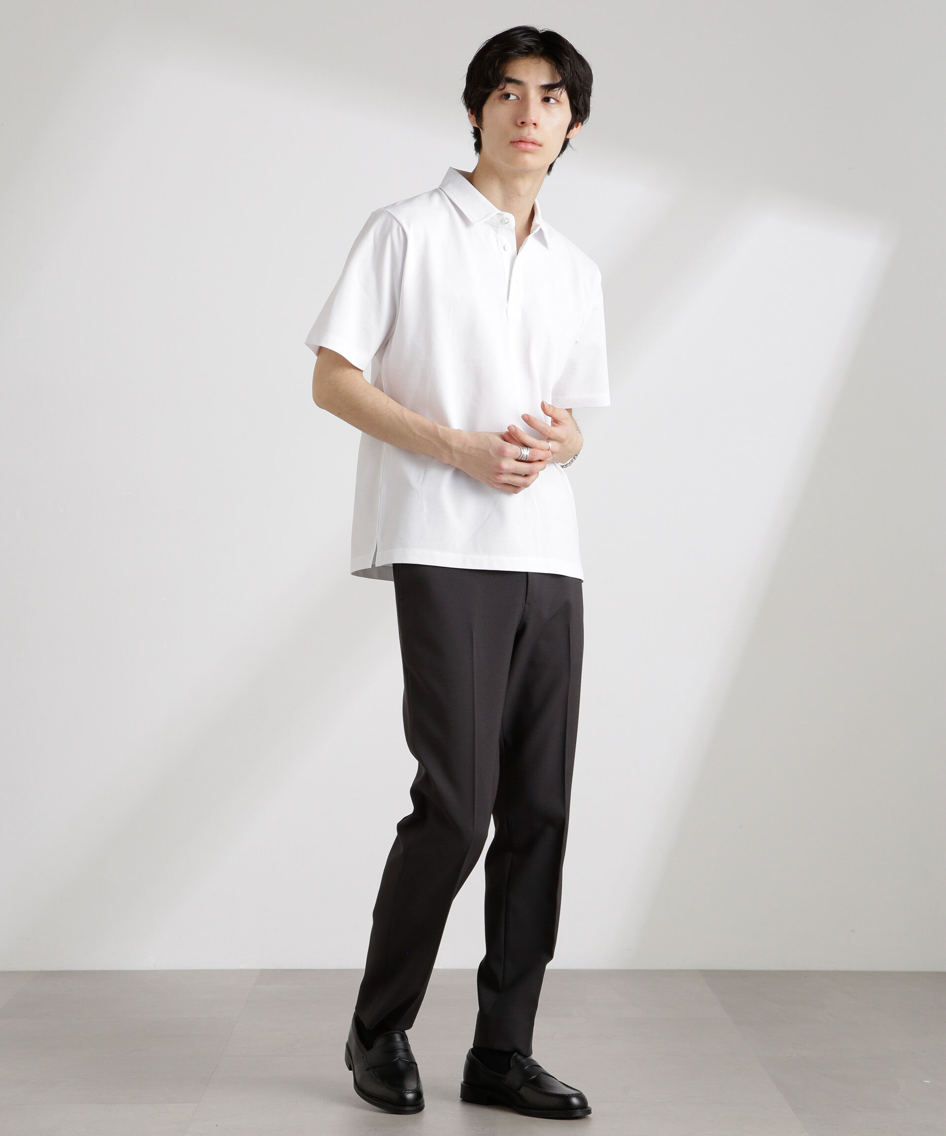 nano･universe「アンチスメル 鹿の子ポロ 半袖」|Tシャツ・カットソー|