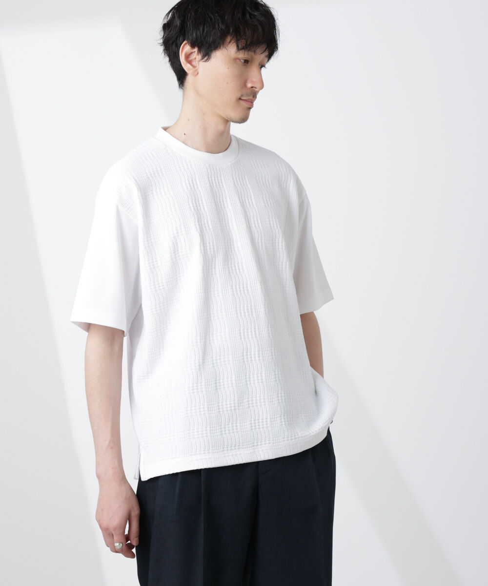nano･universe「リンクスジャガードコンビTシャツ」|Tシャツ・カットソー|ホワイト