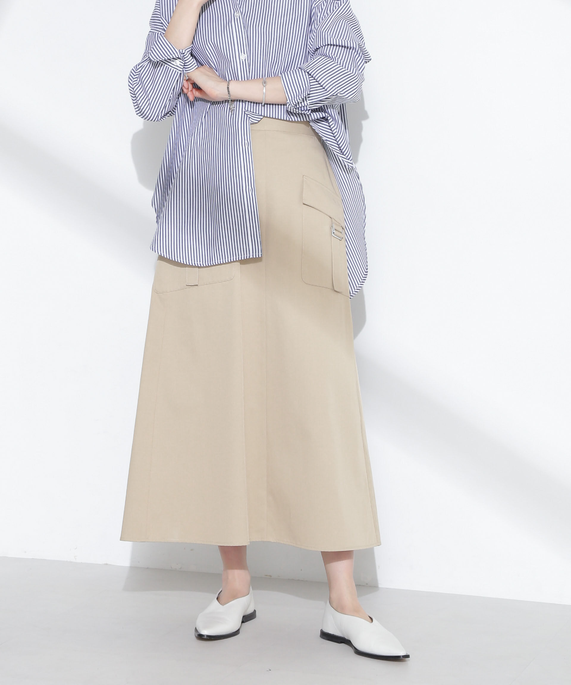 nano･universe「フラップポケットフレアスカート」|スカート|