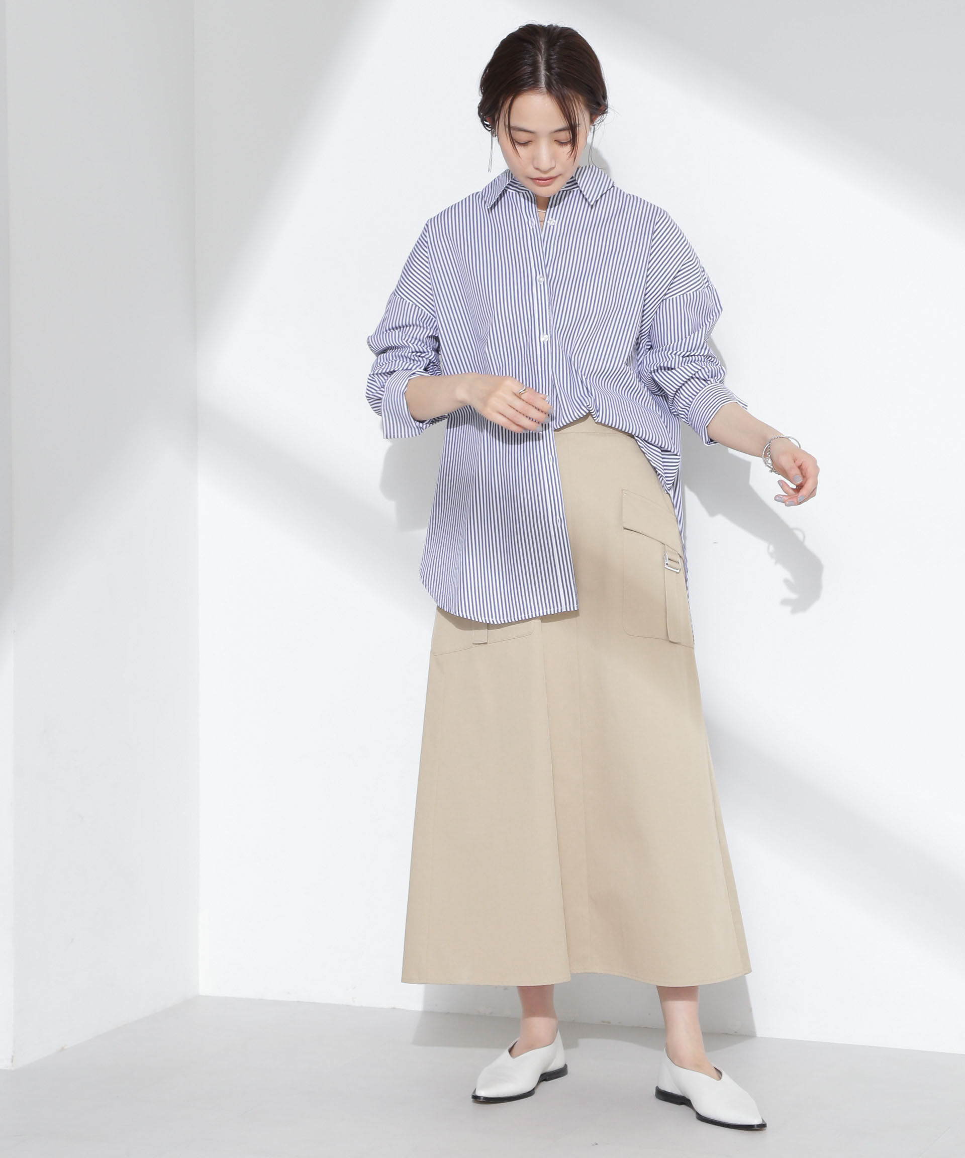 nano･universe「フラップポケットフレアスカート」|スカート|