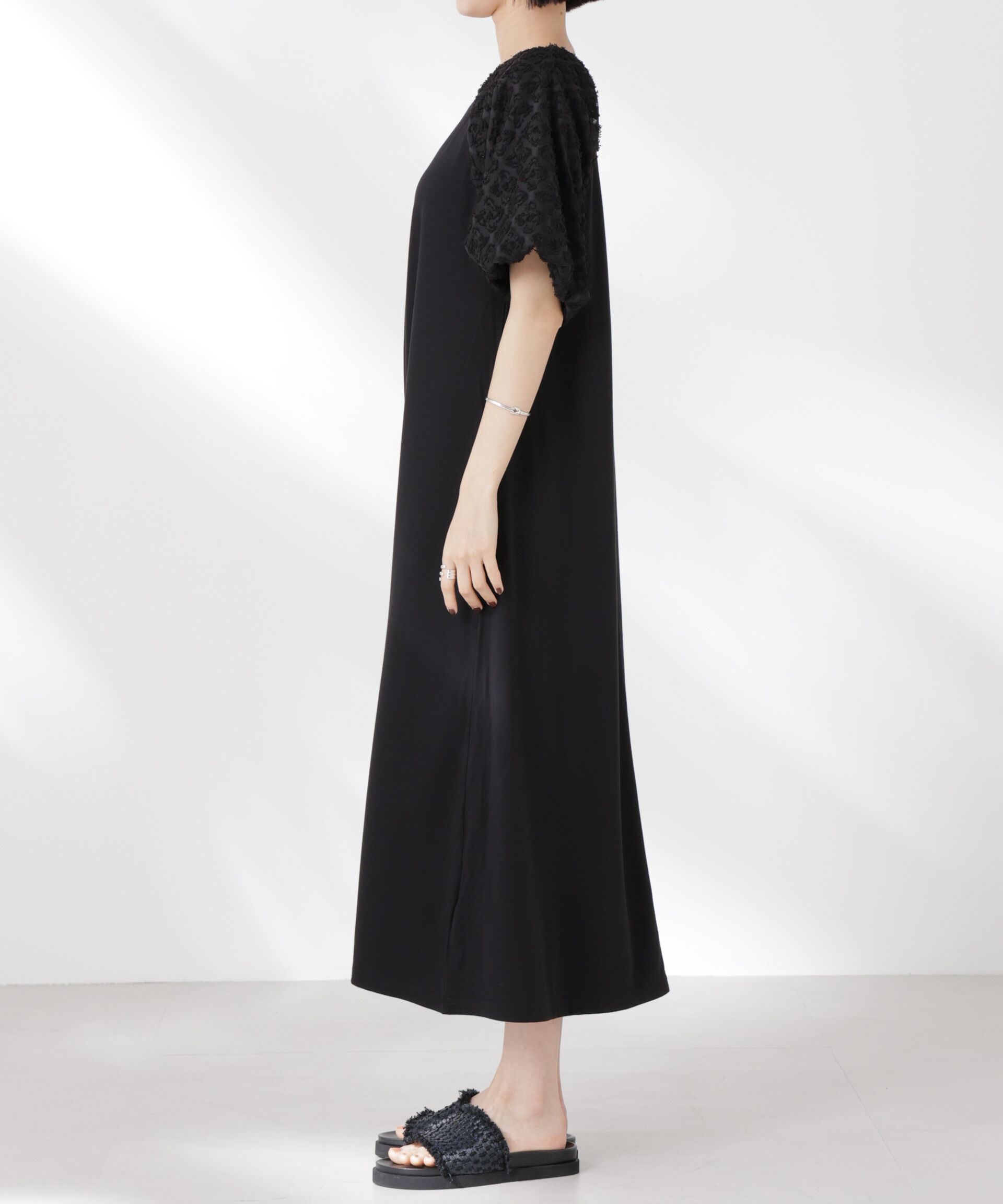 nano･universe「バルーンスリーブコンビカットワンピース」|ワンピース|