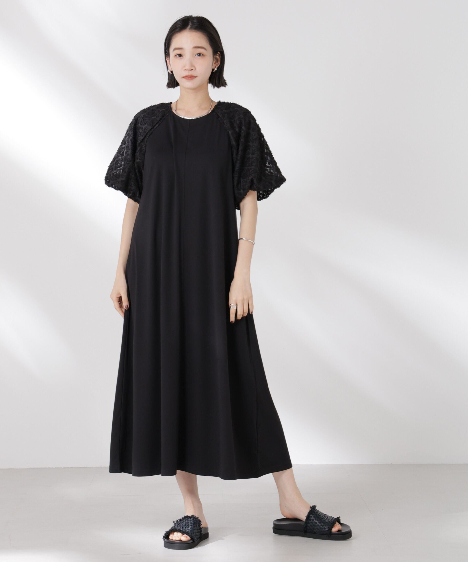 nano･universe「バルーンスリーブコンビカットワンピース」|ワンピース|