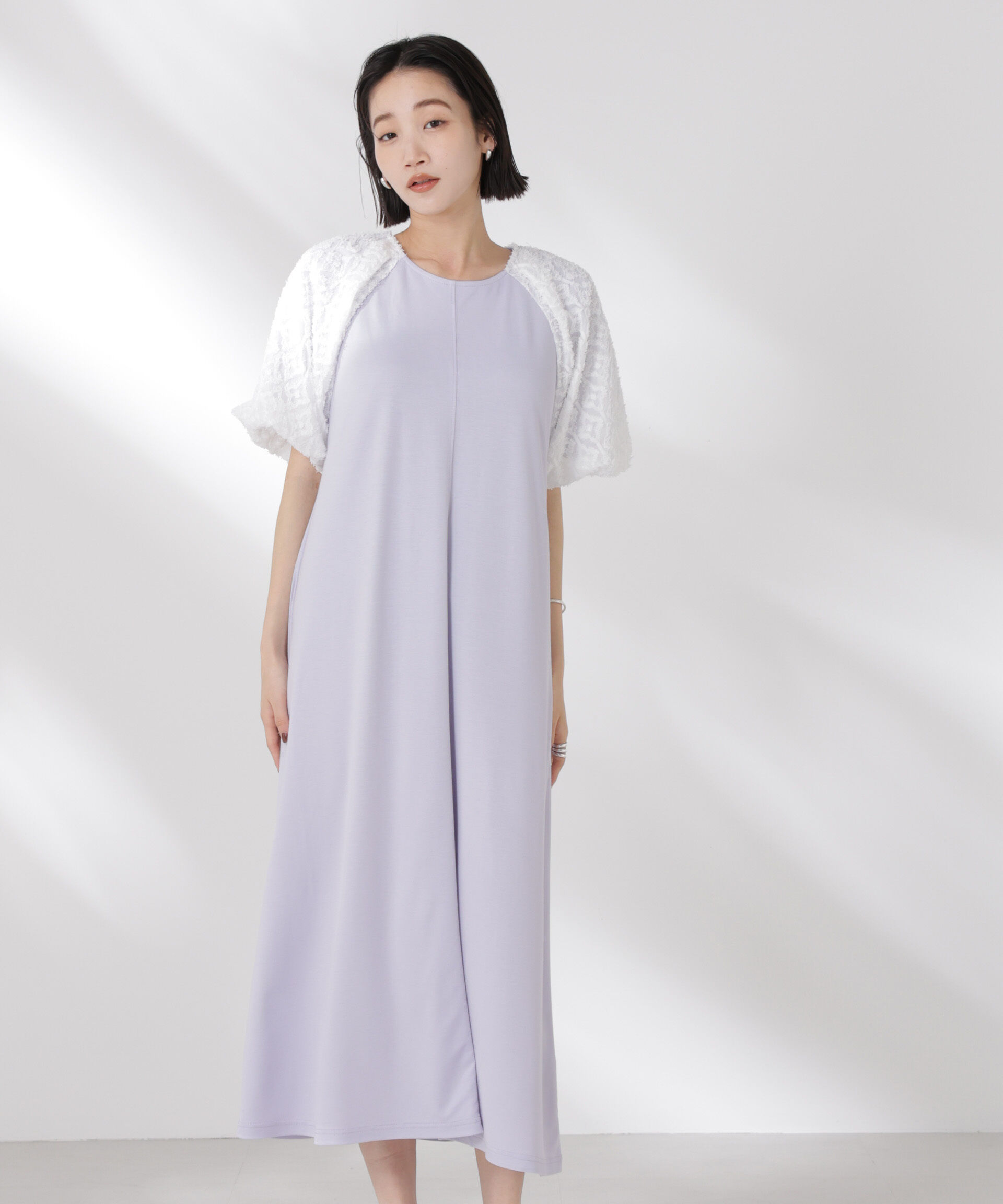 nano･universe「バルーンスリーブコンビカットワンピース」|ワンピース|