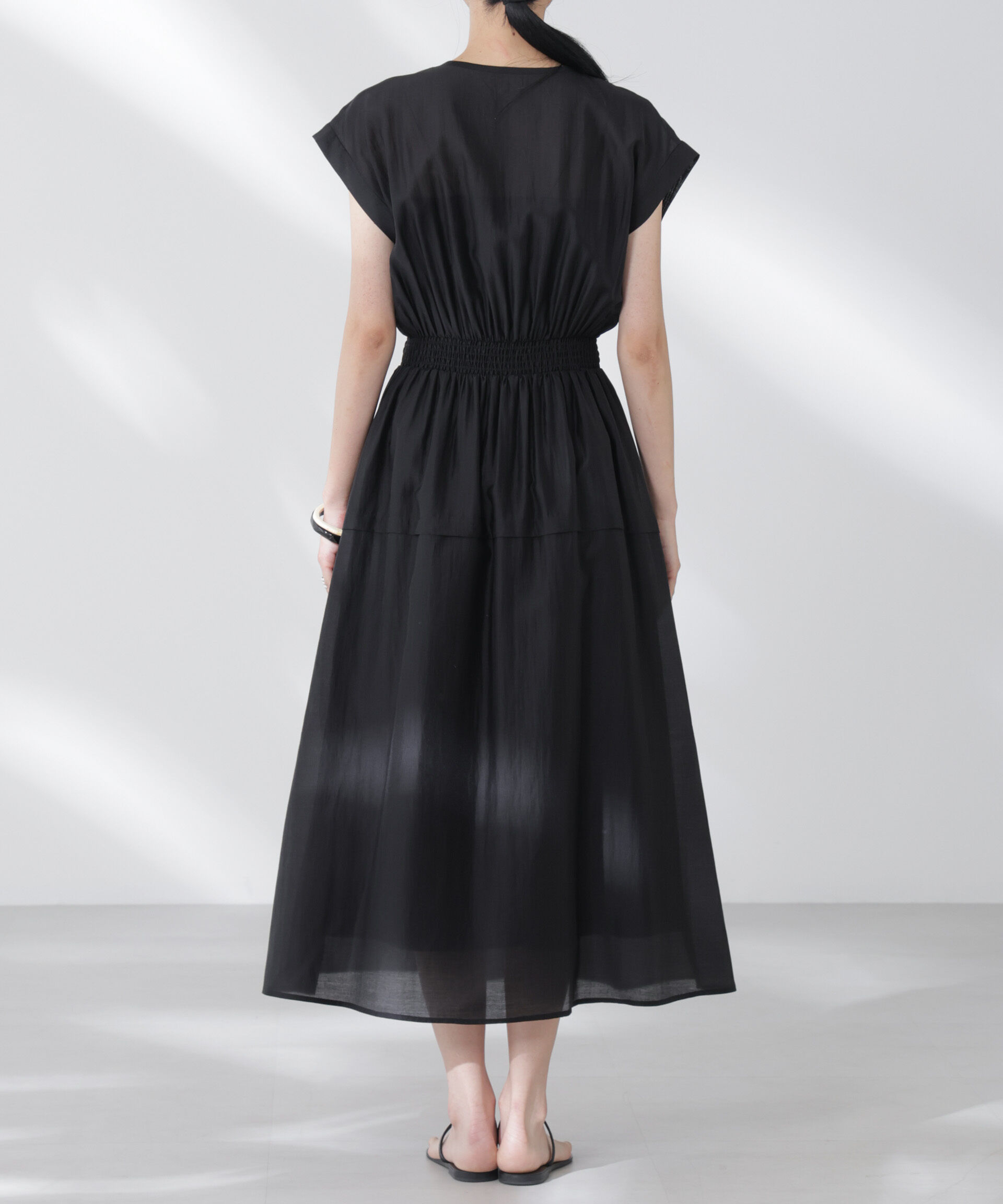 nano･universe「シアーサテンウエストシャーリングワンピース」|ワンピース|