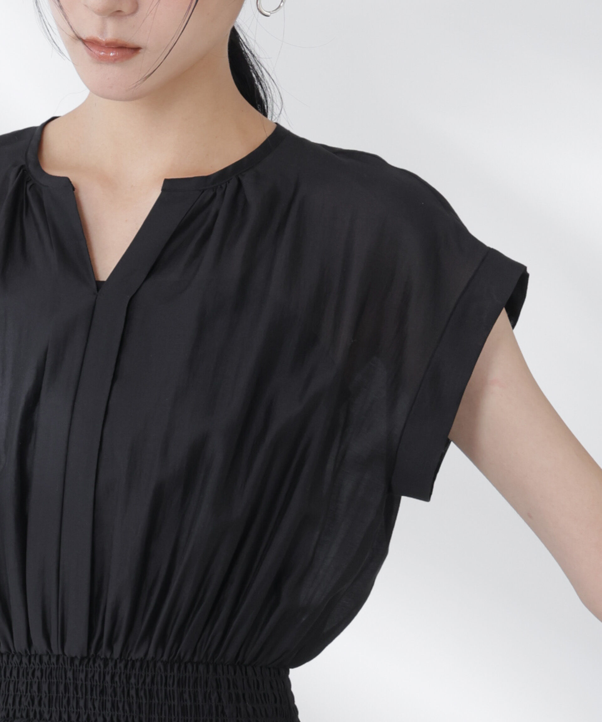 nano･universe「シアーサテンウエストシャーリングワンピース」|ワンピース|