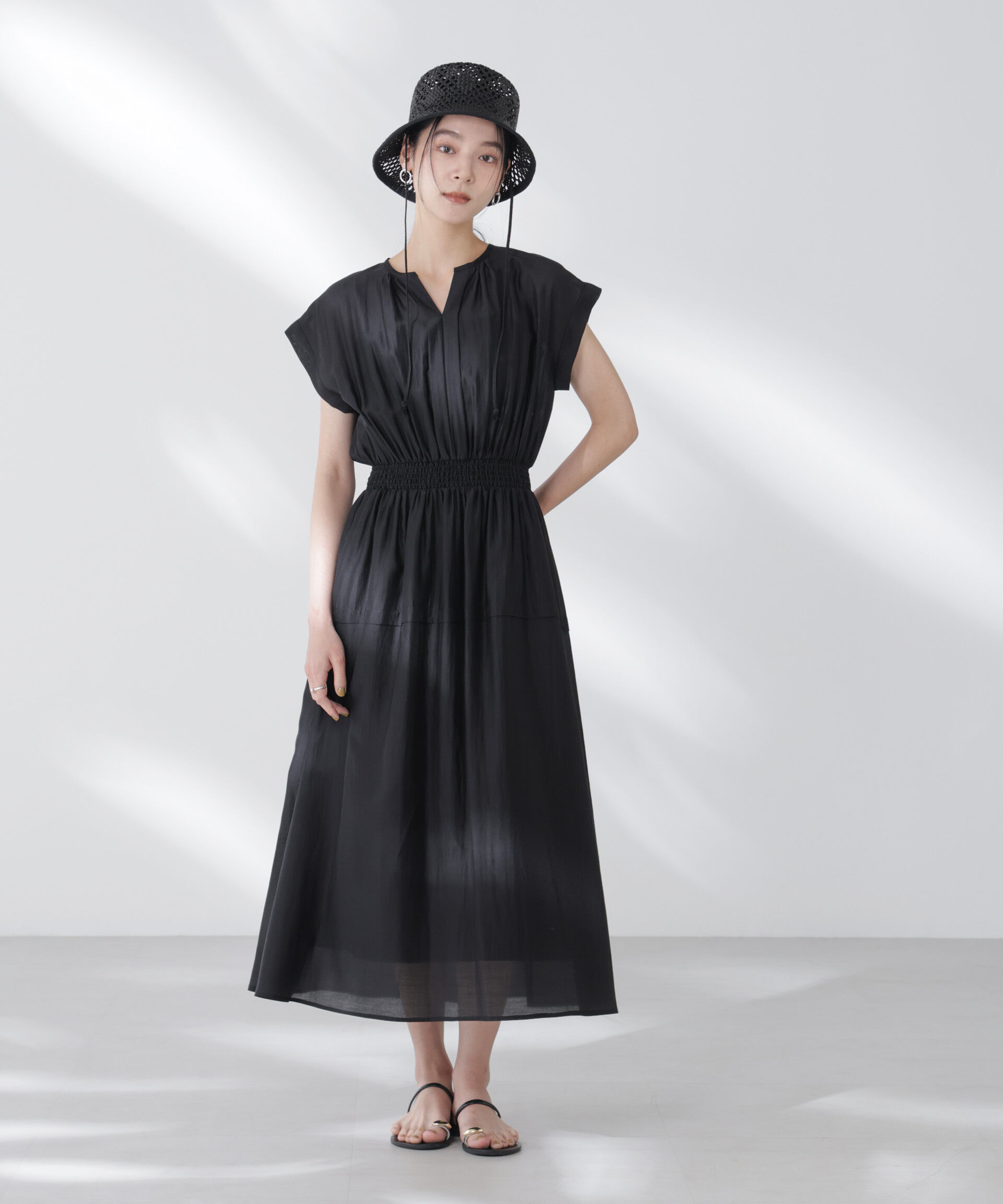 nano･universe「シアーサテンウエストシャーリングワンピース」|ワンピース|