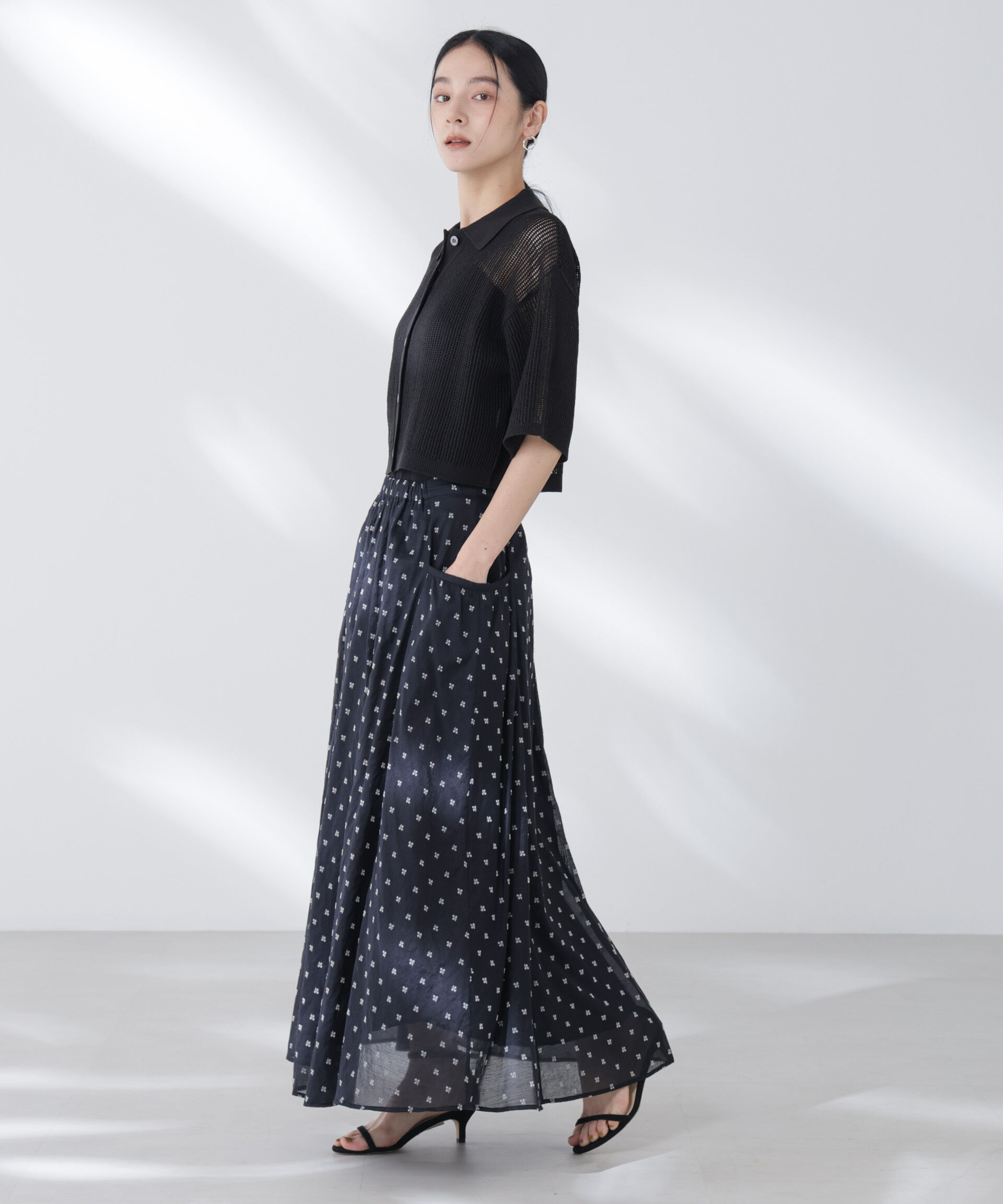 nano･universe「メッシュニットポロカーディガン」|ニット・セーター|