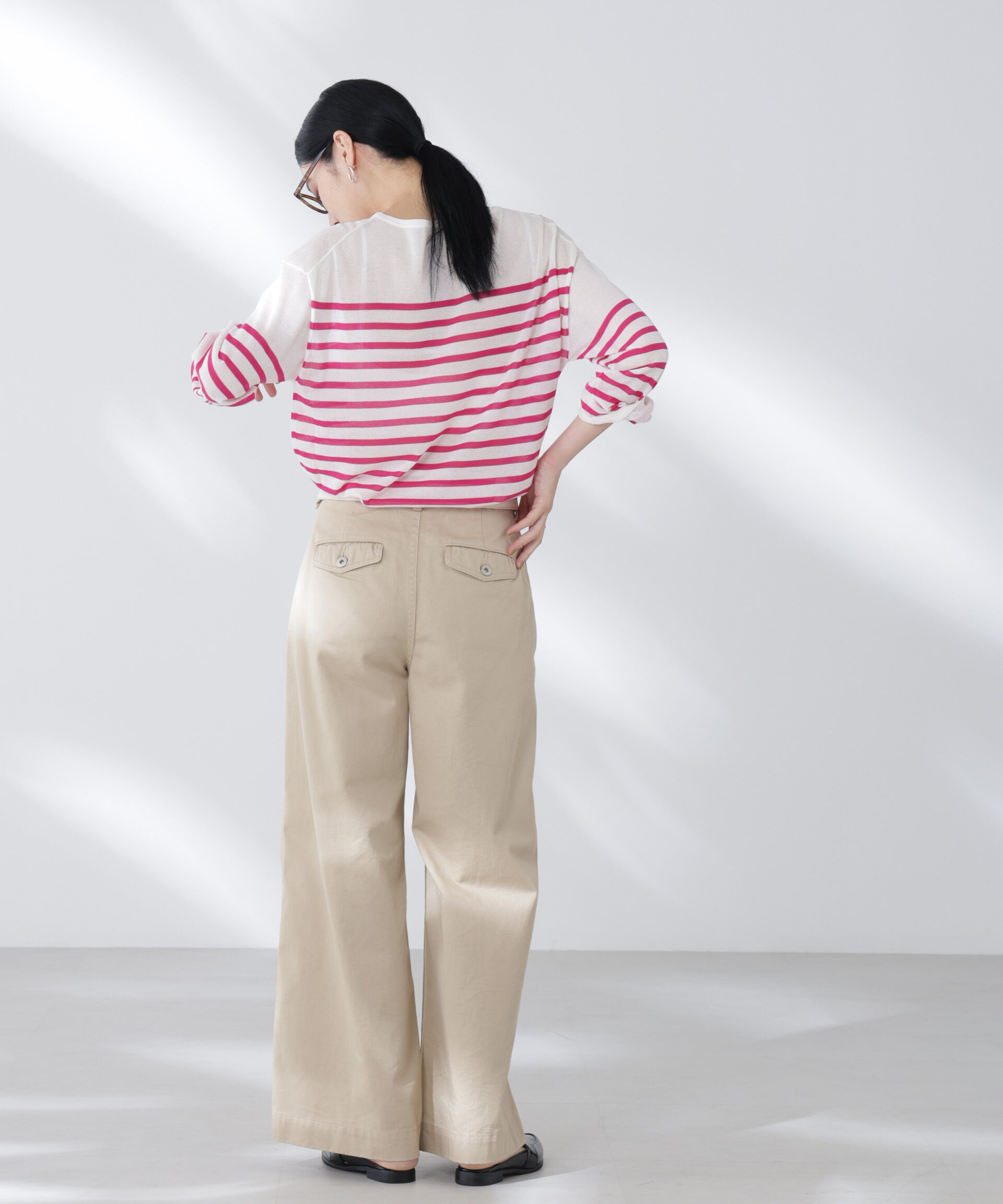 nano･universe「コットンナイロンシアーボーダーニットトップス」|ニット・セーター|