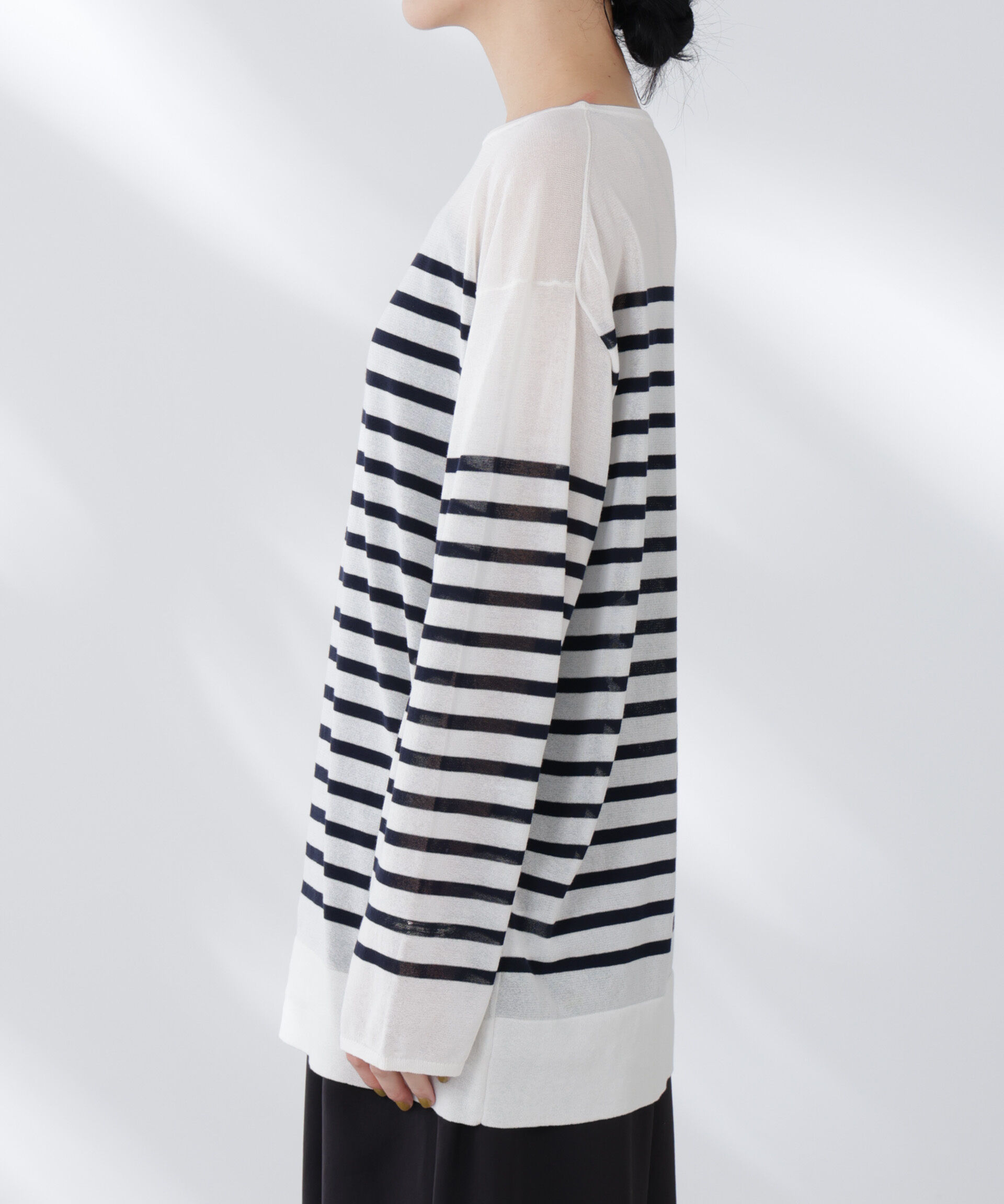 nano･universe「コットンナイロンシアーボーダーニットトップス」|ニット・セーター|