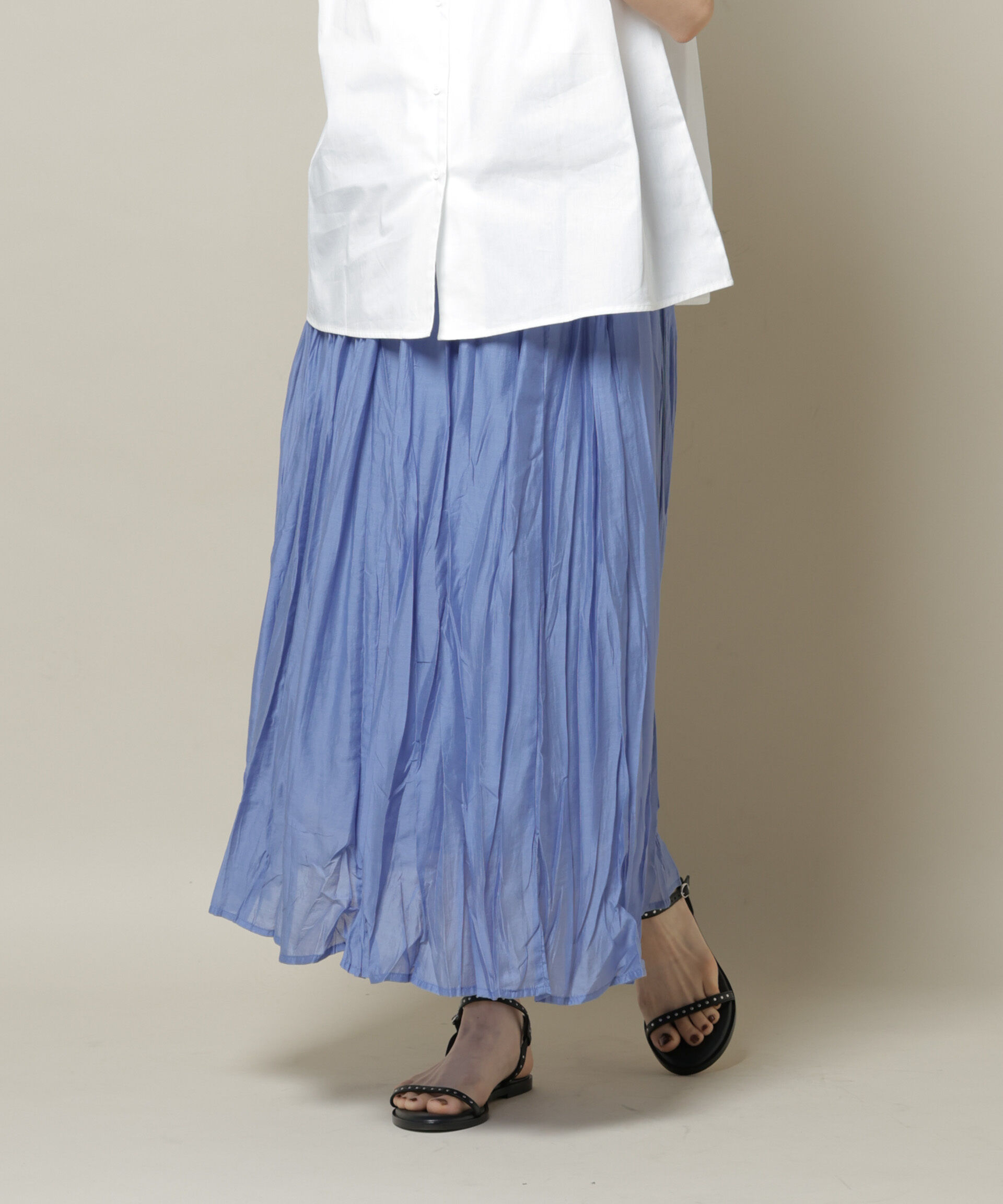 nano･universe「クリンクルシアースカート」|スカート|ブルー