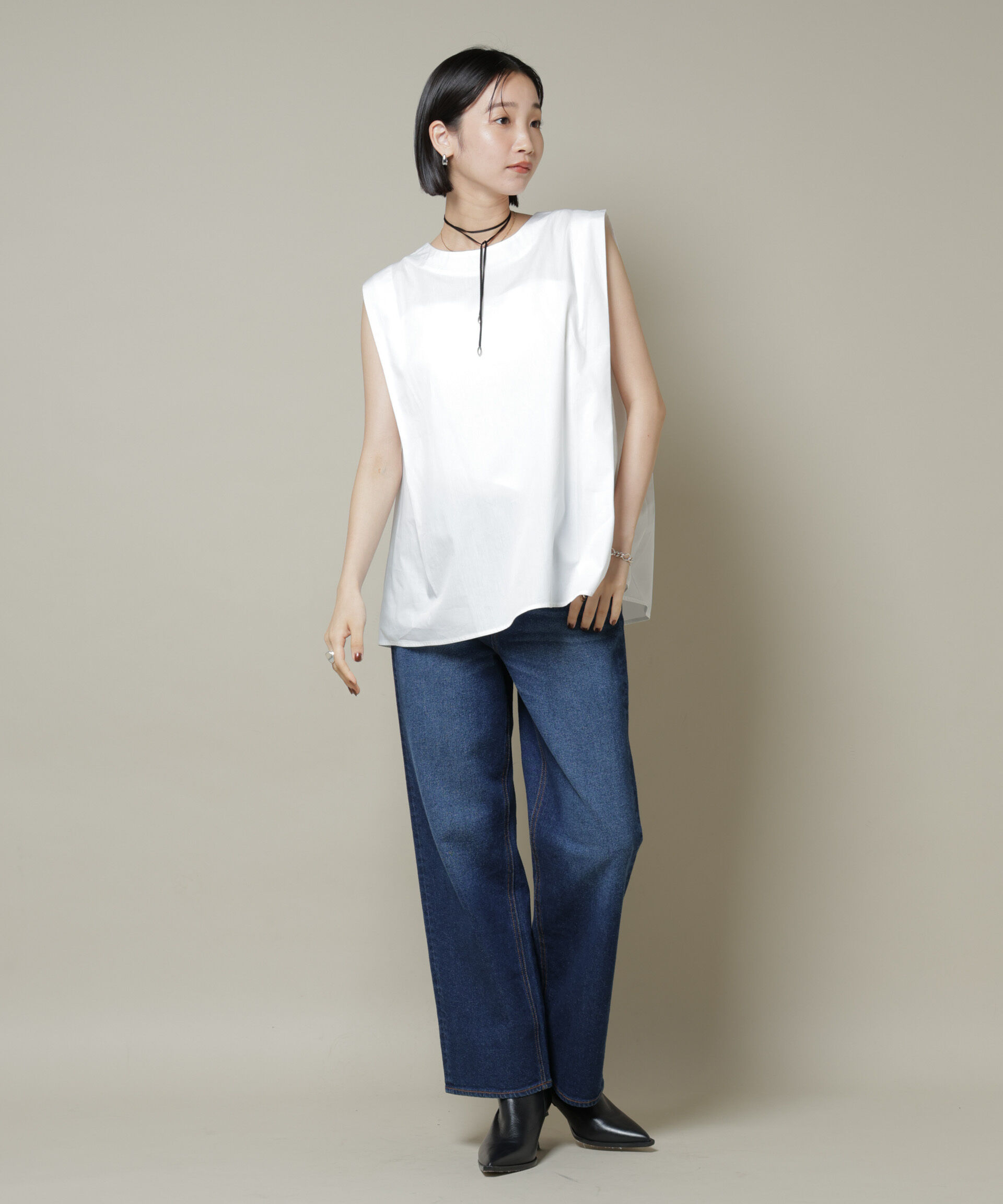 nano･universe「前後2wayブロードボタンデザインノースリーブブラウス」|シャツ・ブラウス|