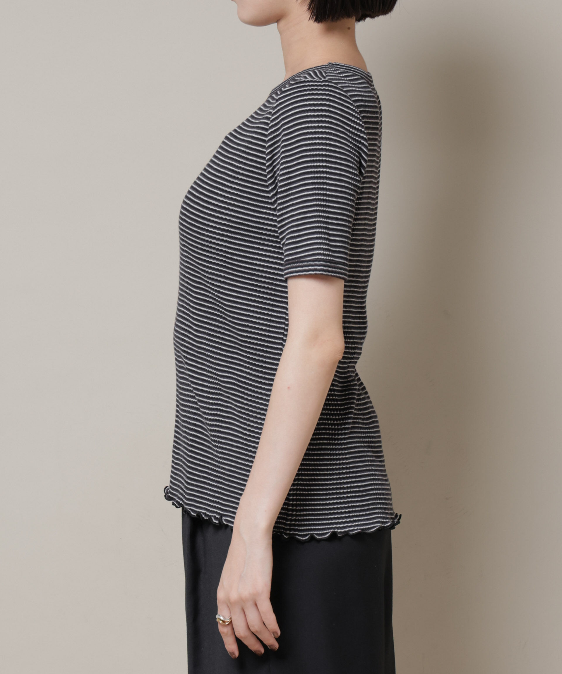 nano･universe「マルチボーダーテレコリブカットトップス」|Tシャツ・カットソー|