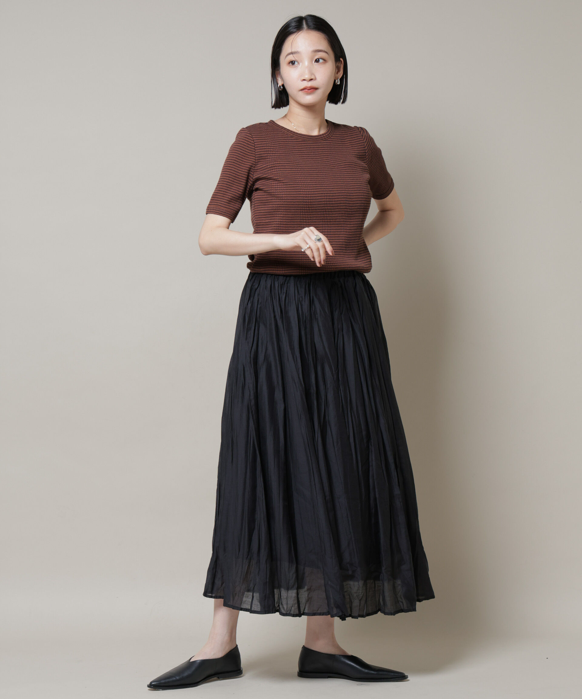 nano･universe「マルチボーダーテレコリブカットトップス」|Tシャツ・カットソー|