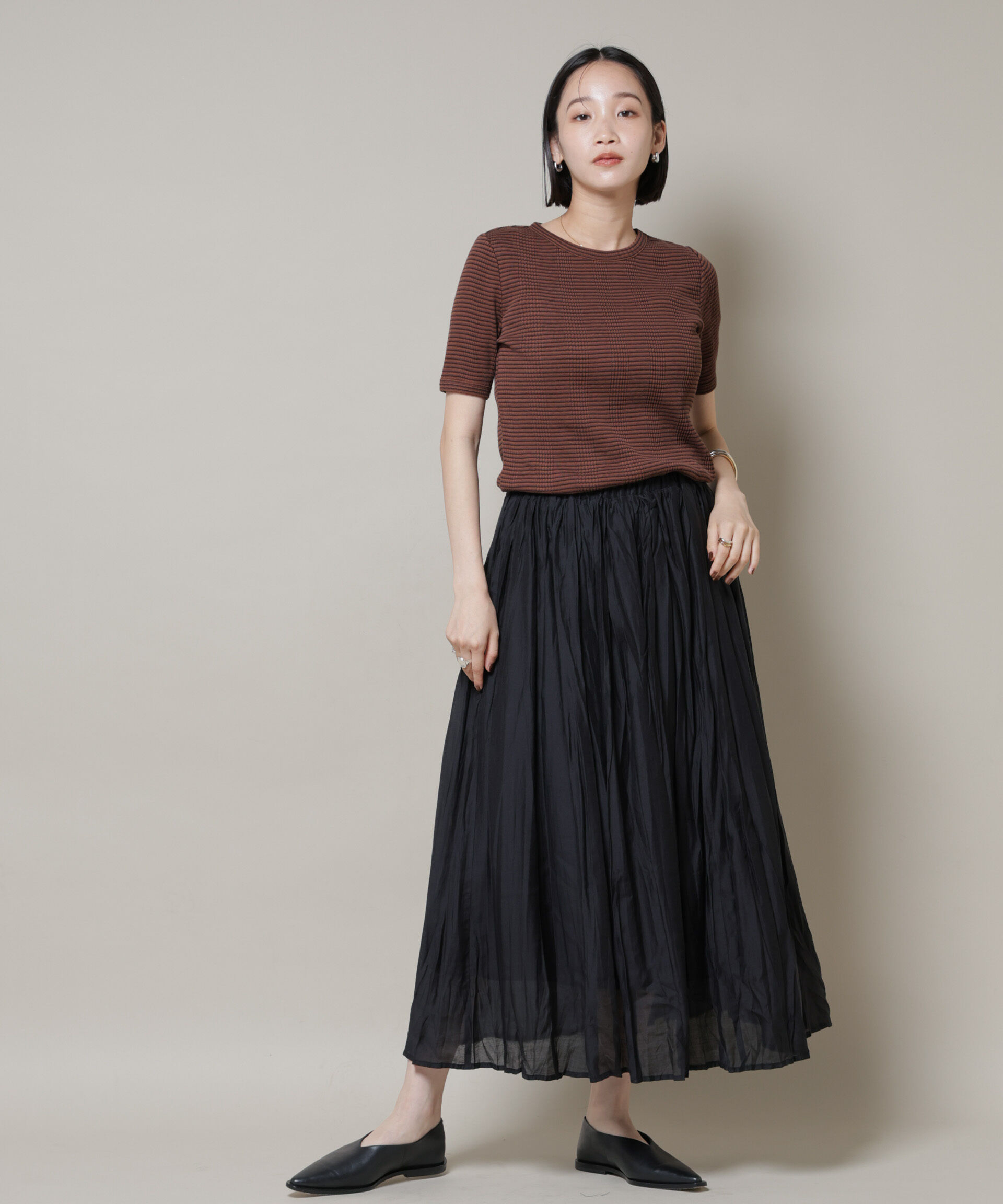 nano･universe「マルチボーダーテレコリブカットトップス」|Tシャツ・カットソー|