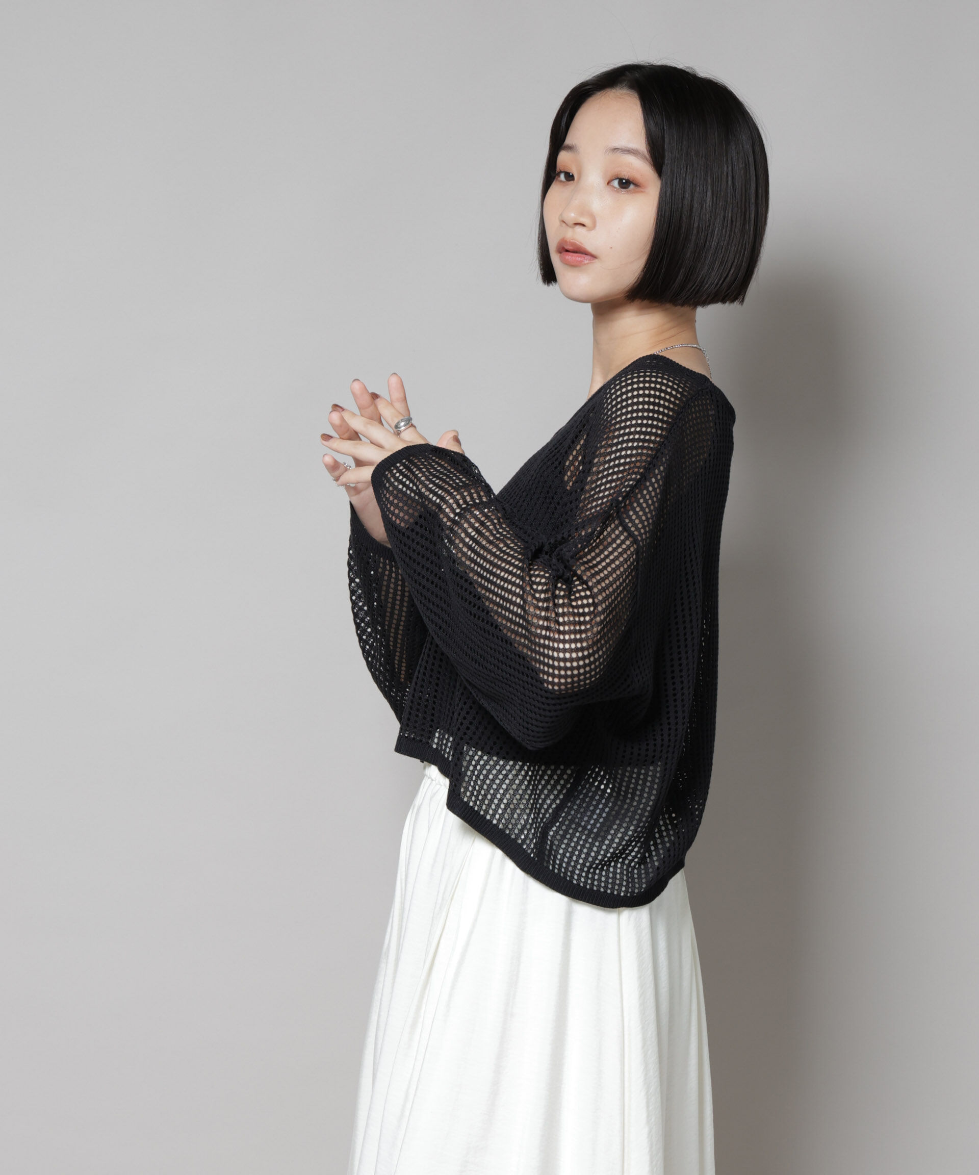 nano･universe「メッシュレイヤードニットアンサンブル」|ニット・セーター|