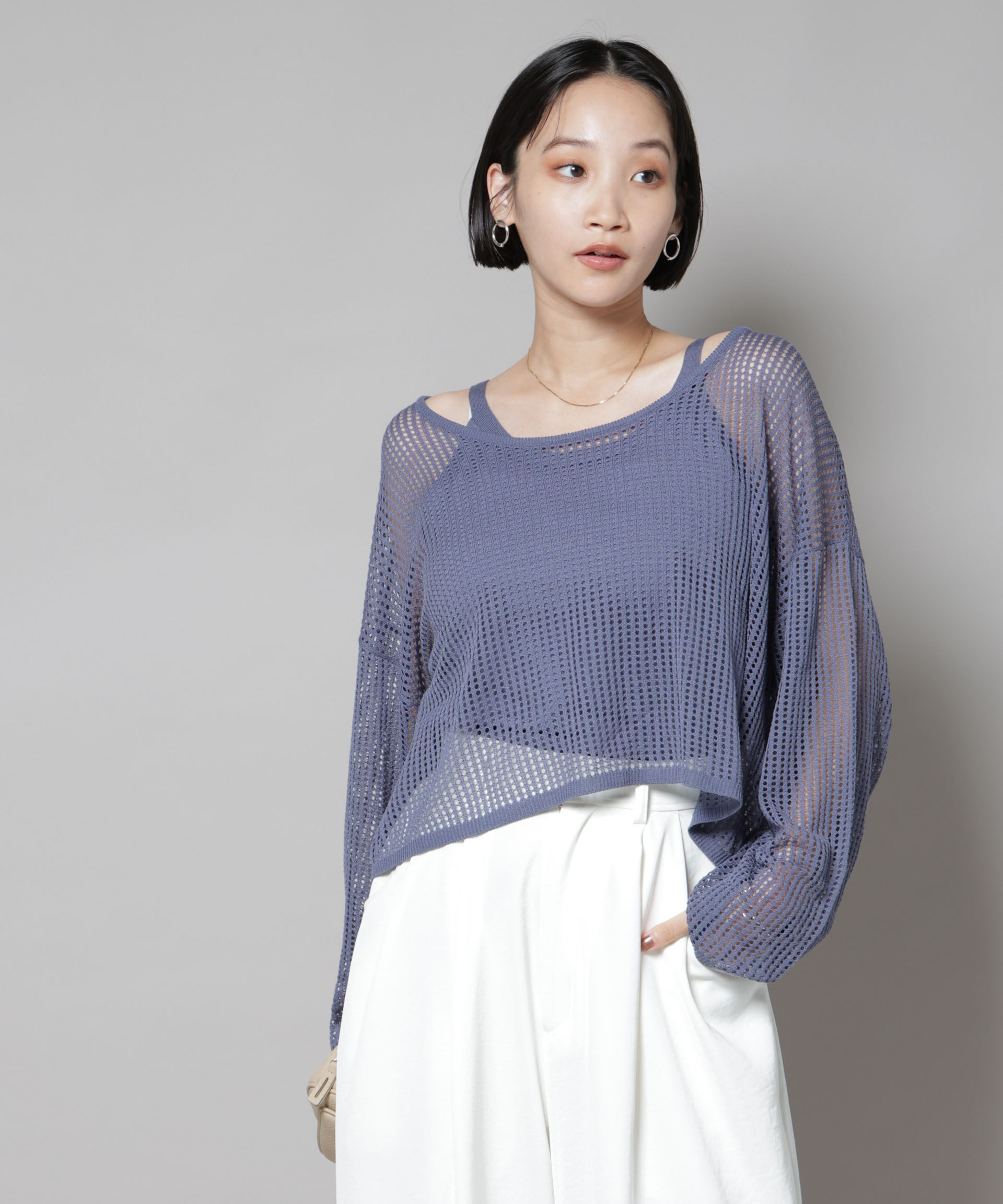 nano･universe「メッシュレイヤードニットアンサンブル」|ニット・セーター|