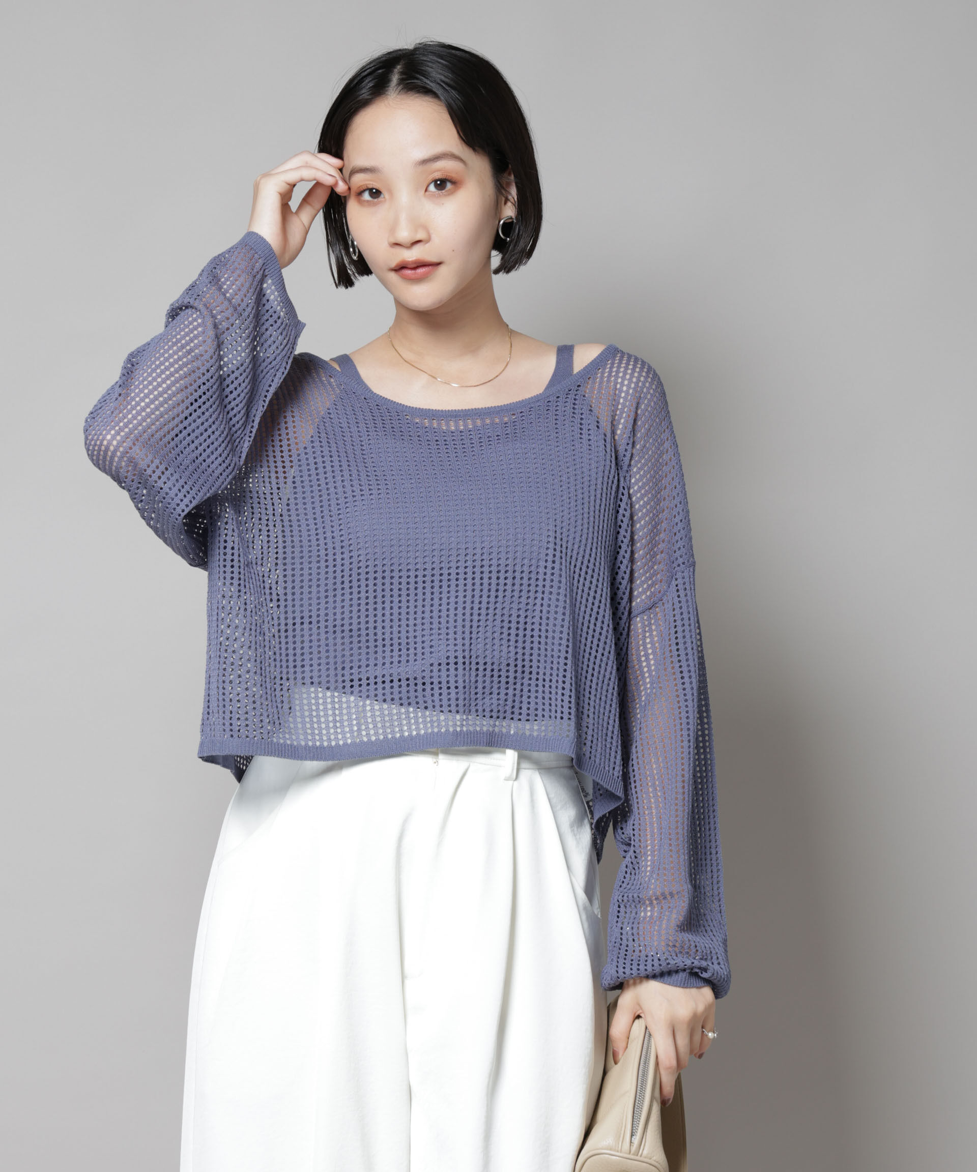 nano･universe「メッシュレイヤードニットアンサンブル」|ニット・セーター|