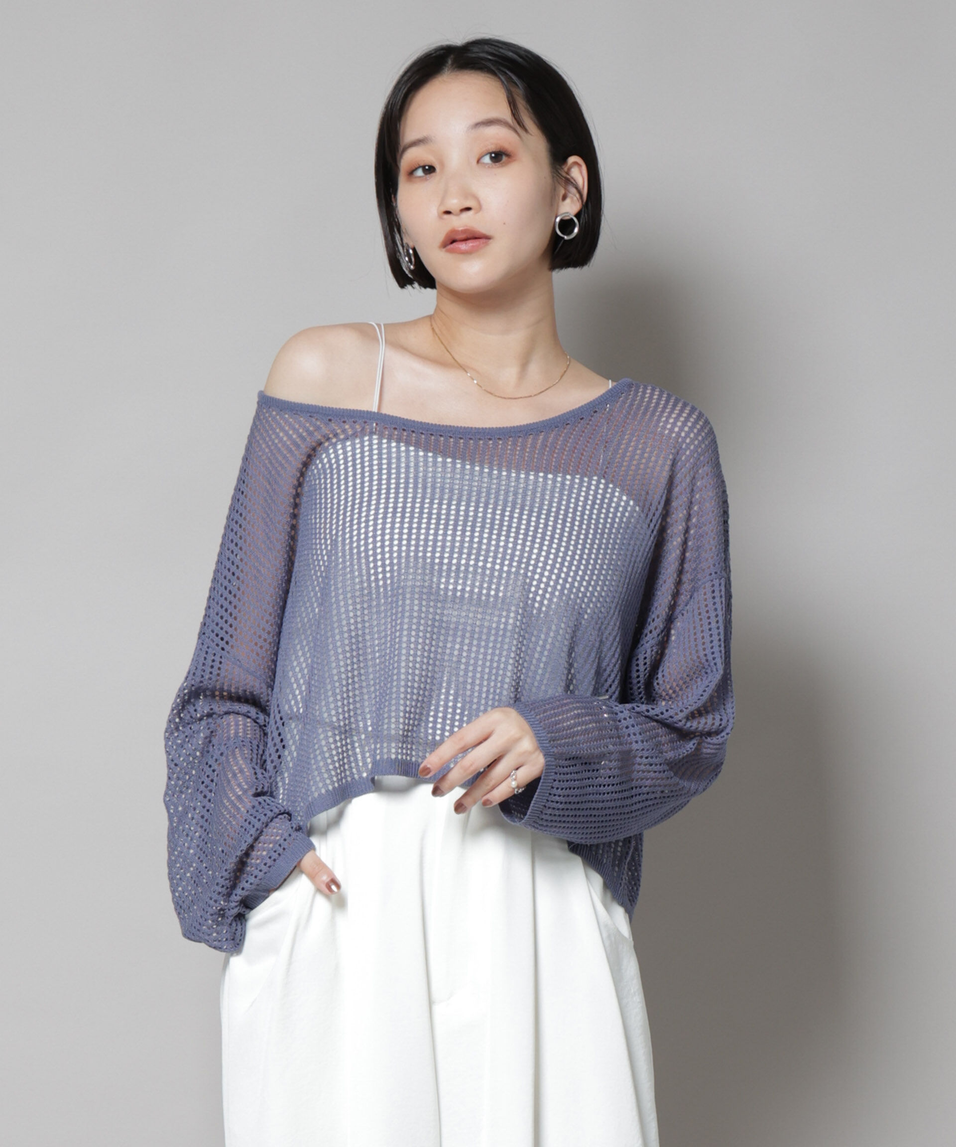 nano･universe「メッシュレイヤードニットアンサンブル」|ニット・セーター|