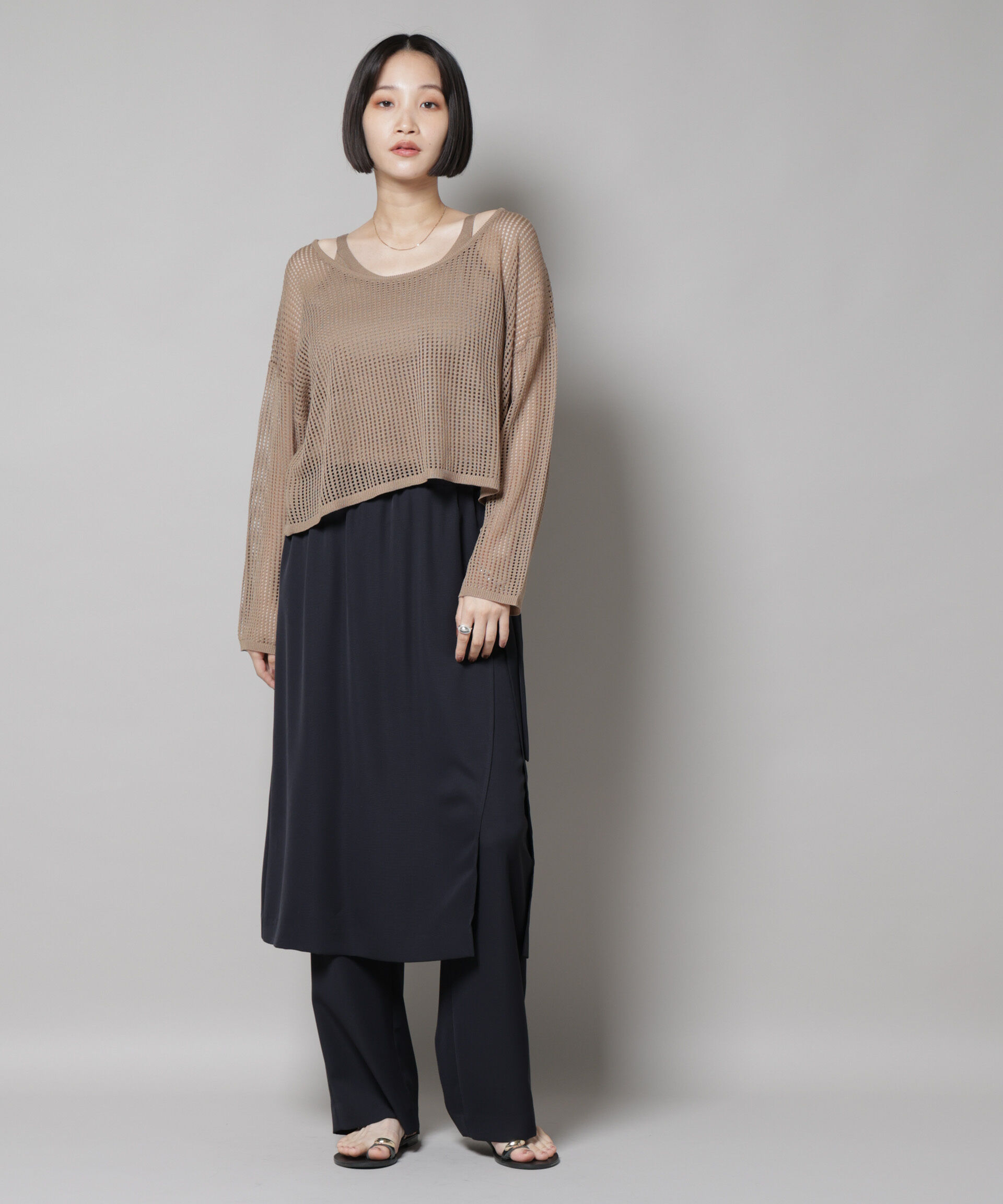 nano･universe「メッシュレイヤードニットアンサンブル」|ニット・セーター|