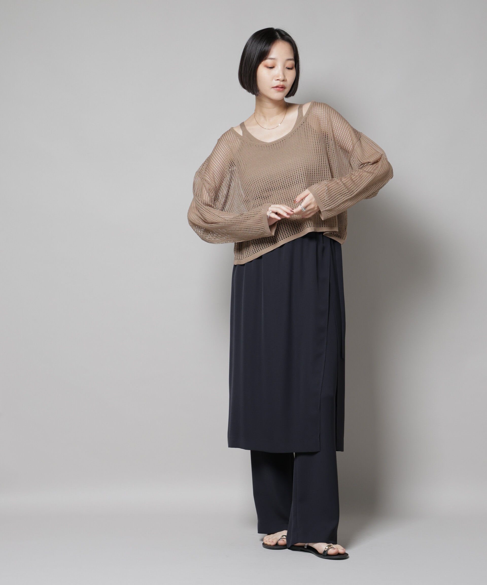 nano･universe「メッシュレイヤードニットアンサンブル」|ニット・セーター|