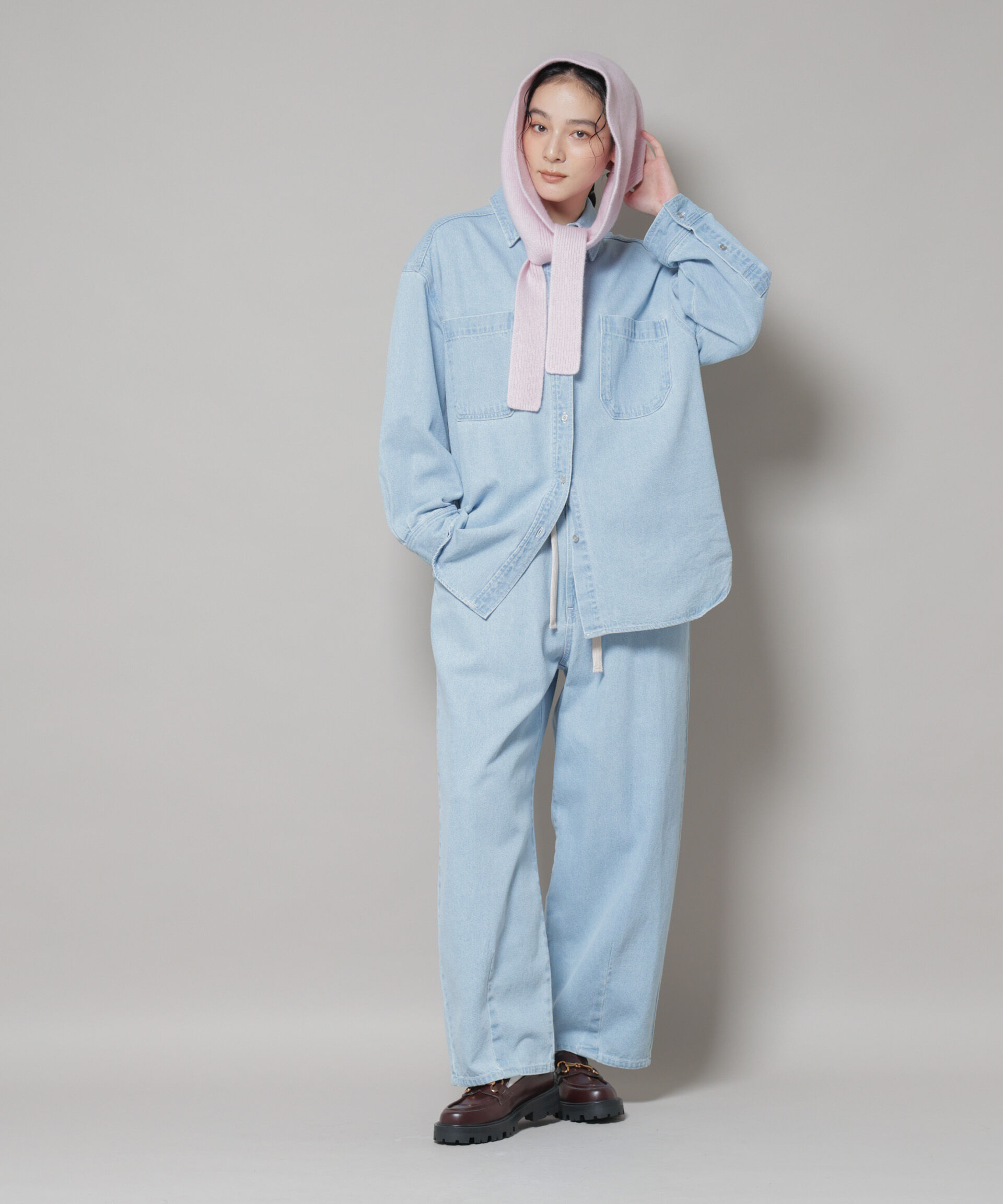 nano･universe「刺繍入りデニムワイドシャツ(セットアップ可)」|シャツ・ブラウス|