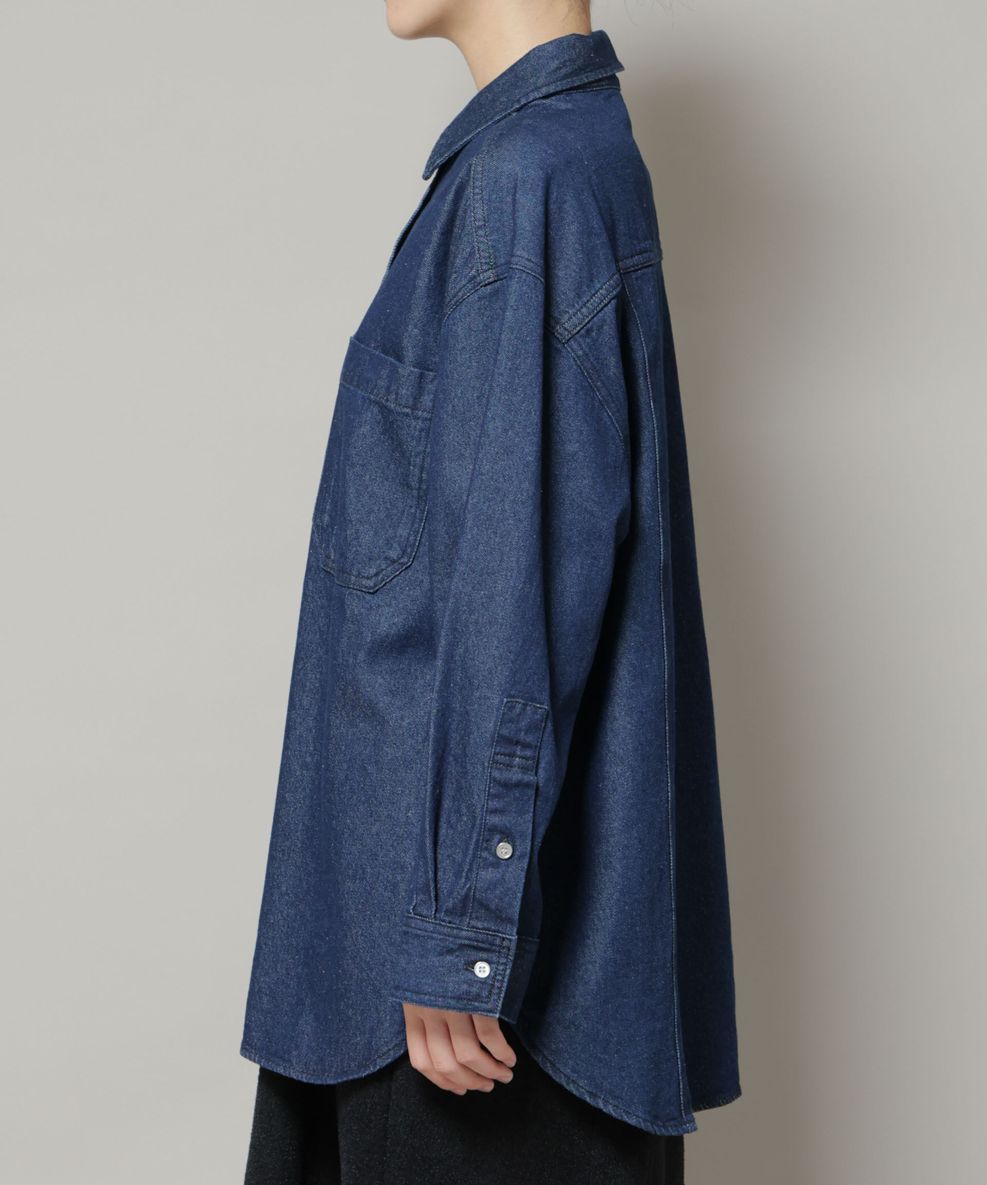 nano･universe「刺繍入りデニムワイドシャツ(セットアップ可)」|シャツ・ブラウス|