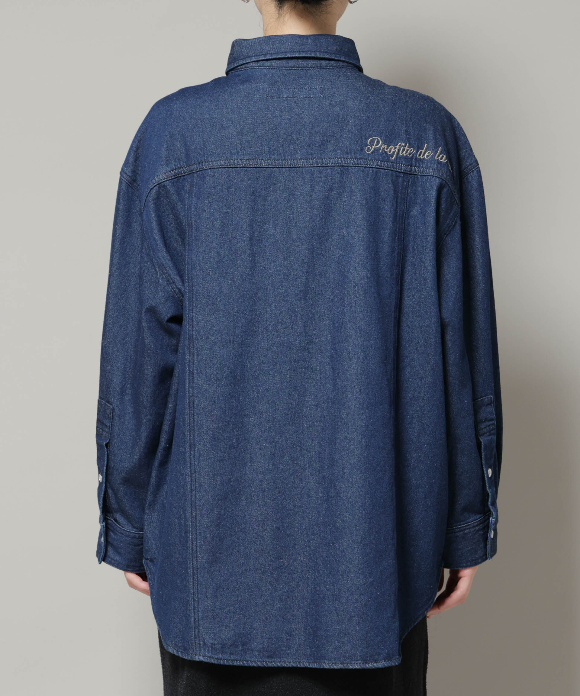 nano･universe「刺繍入りデニムワイドシャツ(セットアップ可)」|シャツ・ブラウス|