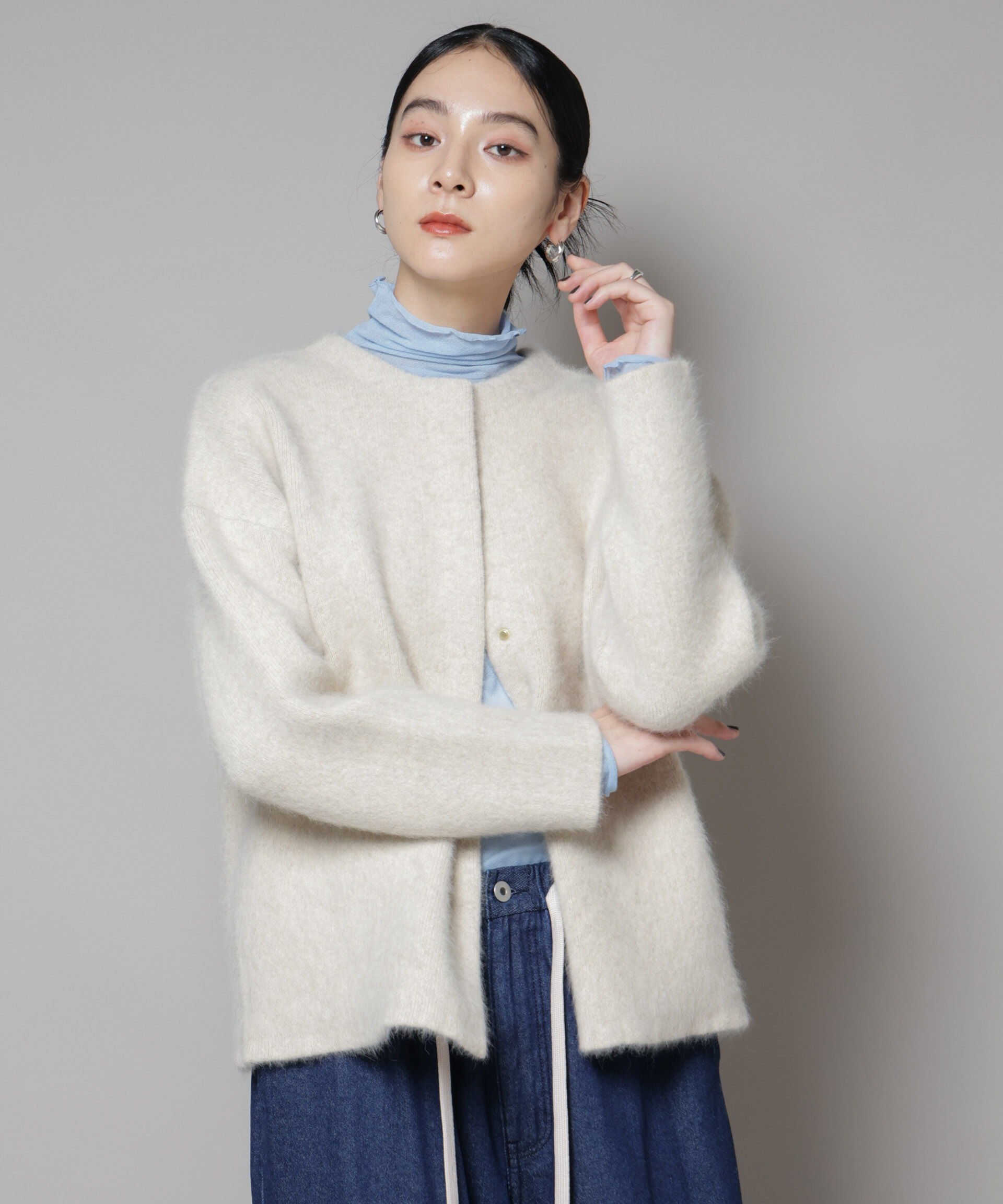 nano･universe「ウォッシャブルフォックスリバーニットジャケット」|ニット・セーター|