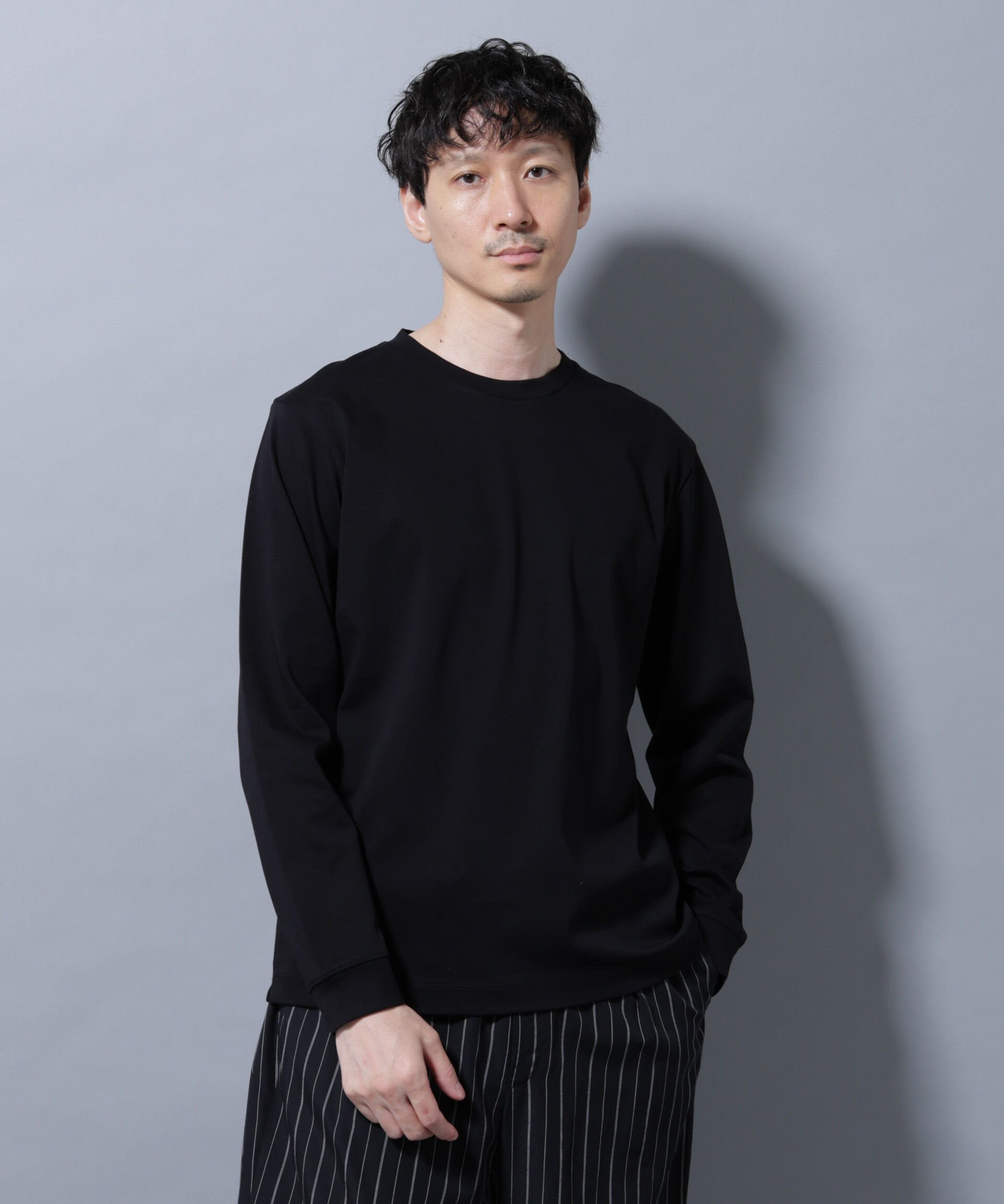 nano･universe「アンチスメルクルーネックTシャツ 長袖」|Tシャツ・カットソー|ブラック