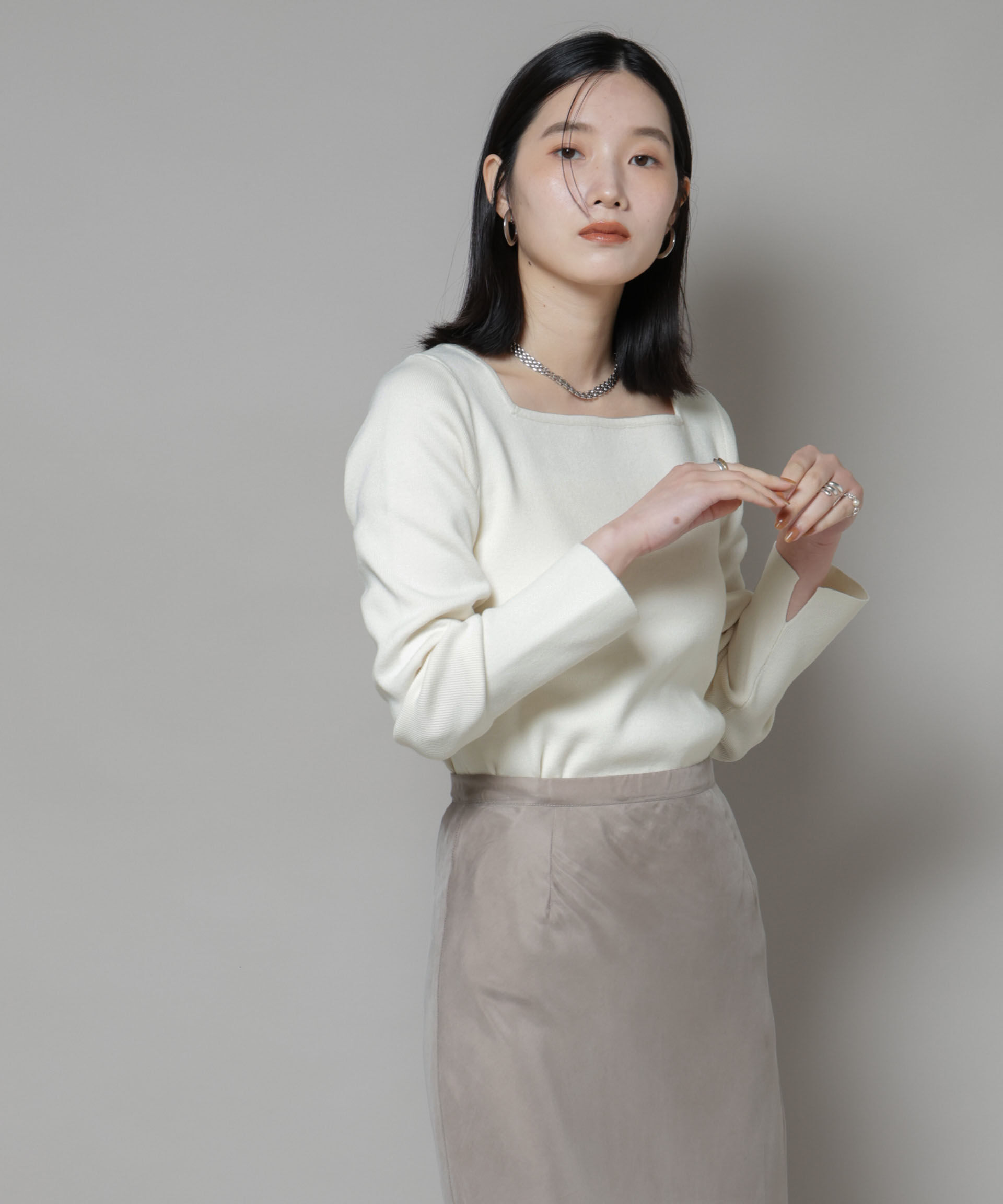 nano･universe「スクエア&ボートネック前後2wayニットプルオーバー」|ニット・セーター|