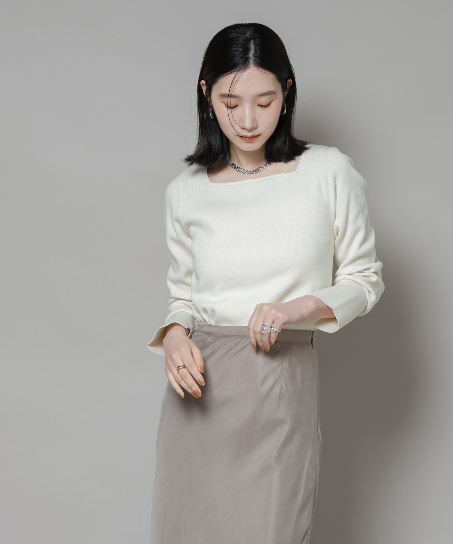 nano･universe「スクエア&ボートネック前後2wayニットプルオーバー」|ニット・セーター|