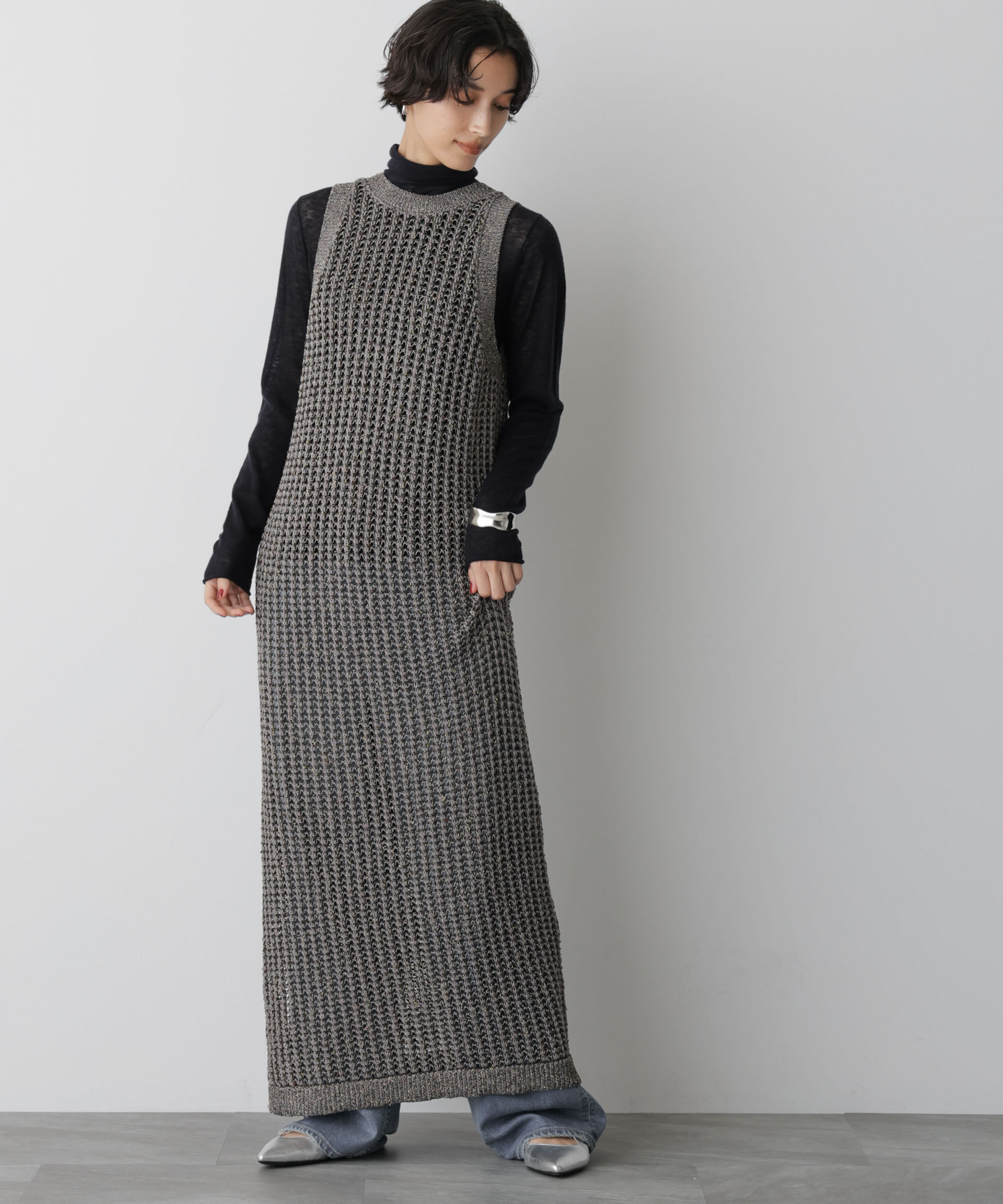 nano･universe「「STEVELOUR」シャイニーレースニットワンピース」|ニット・セーター|