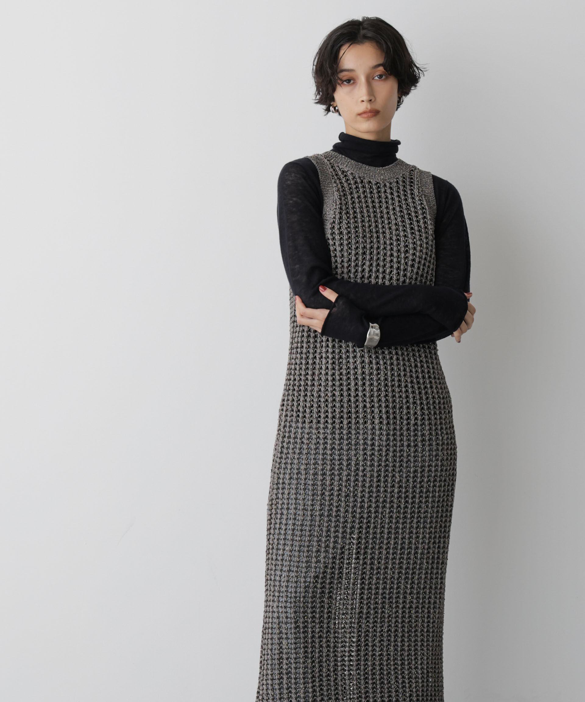 nano･universe「「STEVELOUR」シャイニーレースニットワンピース」|ニット・セーター|