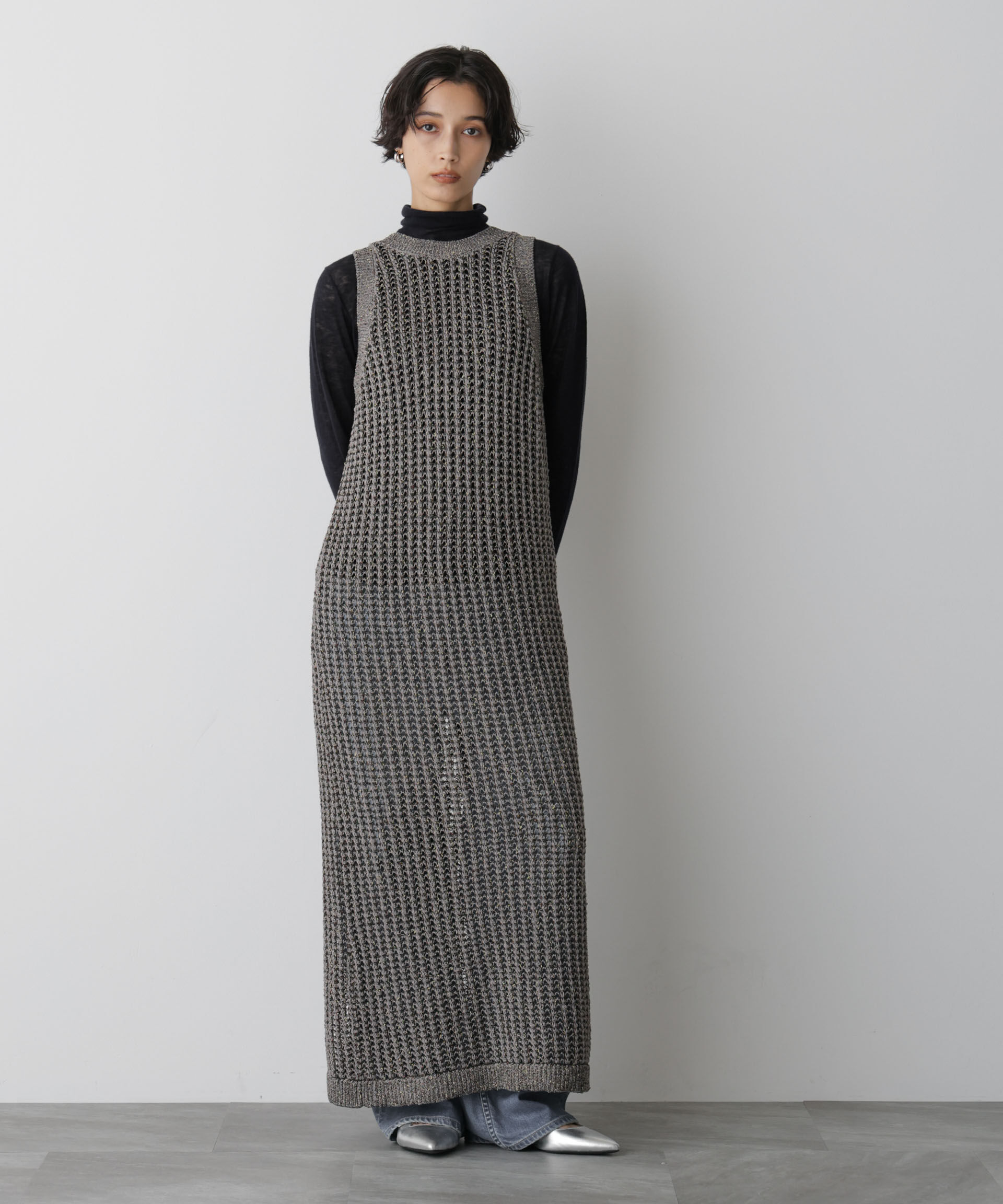 nano･universe「「STEVELOUR」シャイニーレースニットワンピース」|ニット・セーター|