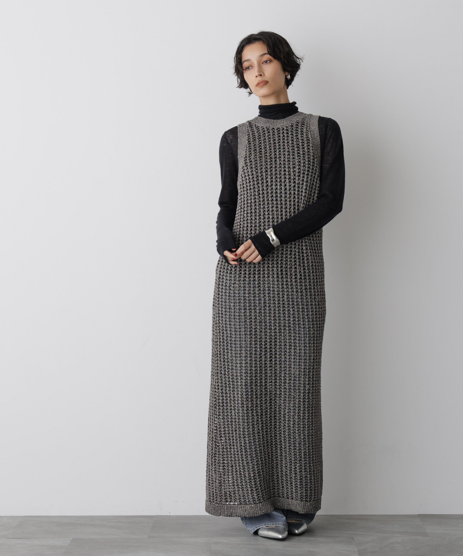 nano･universe「「STEVELOUR」シャイニーレースニットワンピース」|ニット・セーター|