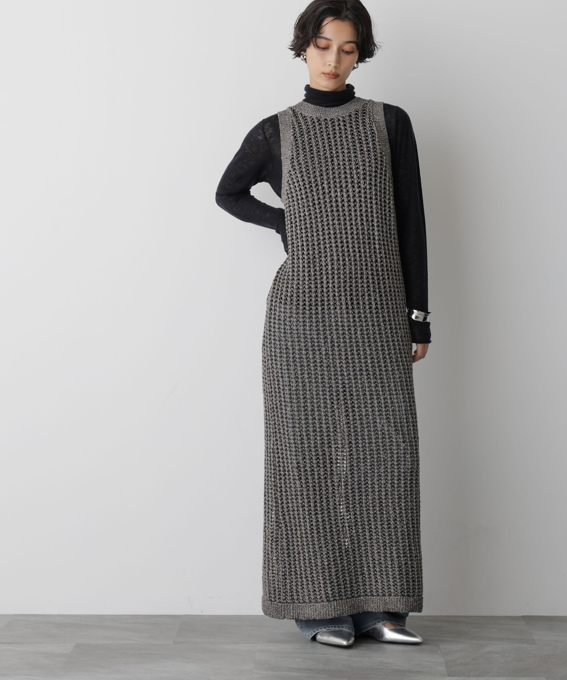 nano･universe「「STEVELOUR」シャイニーレースニットワンピース」|ニット・セーター|