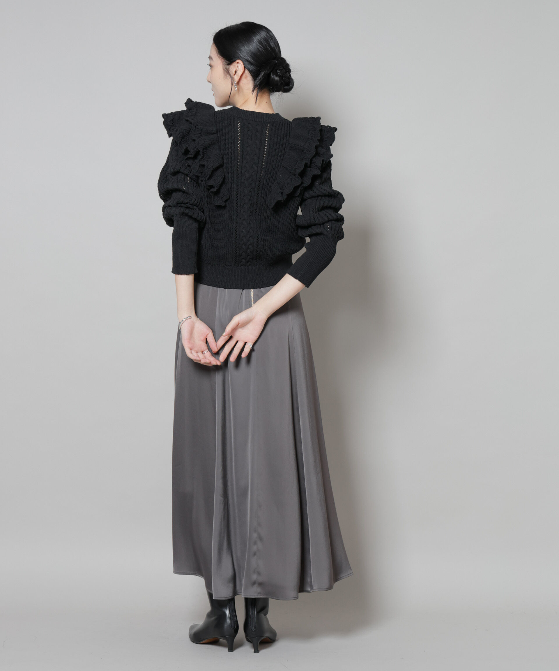 nano･universe「フリルケーブルニットプルオーバー」|ニット・セーター|