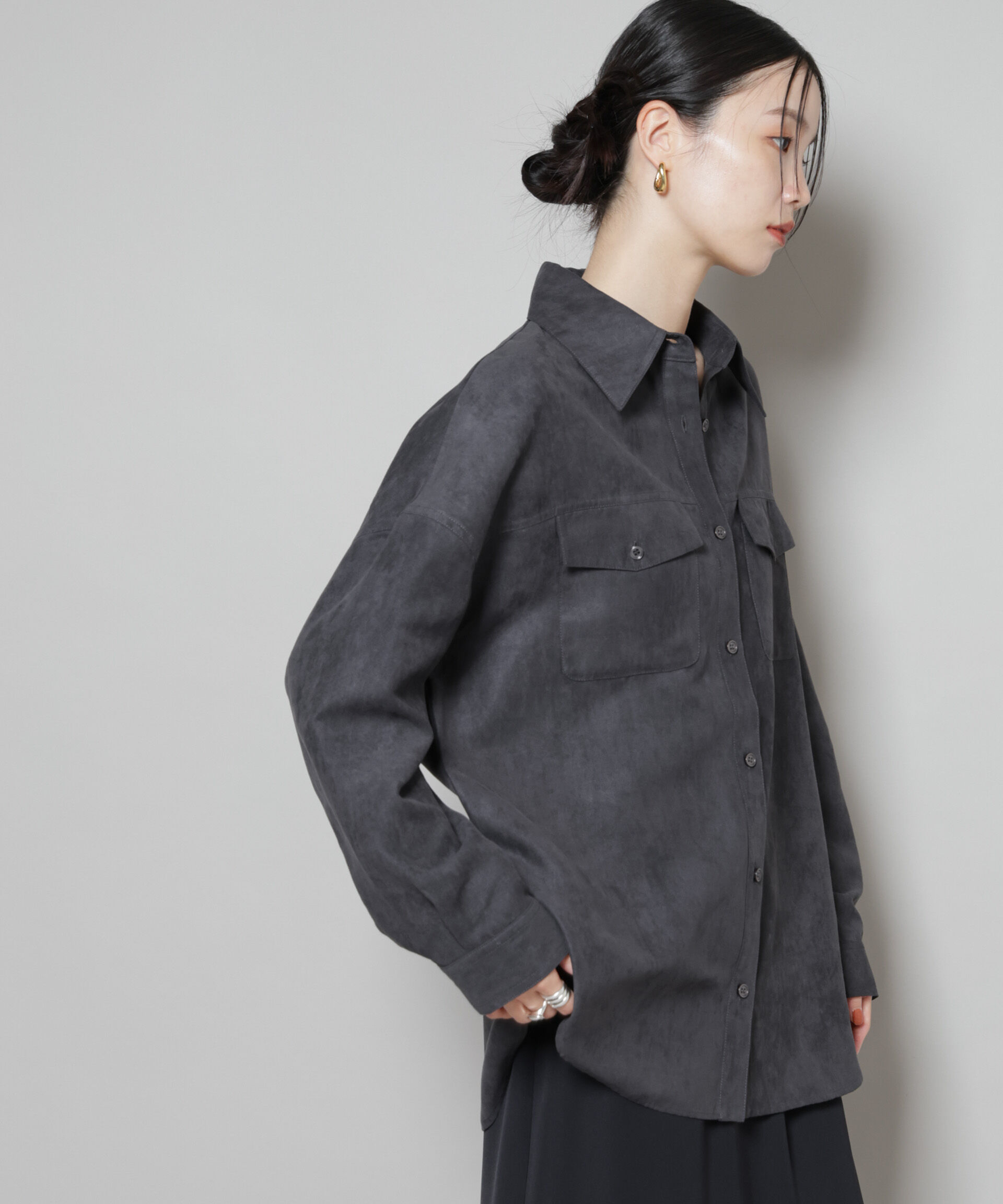 nano･universe「フェイクスエードシャツ(セットアップ可)」|シャツ・ブラウス|