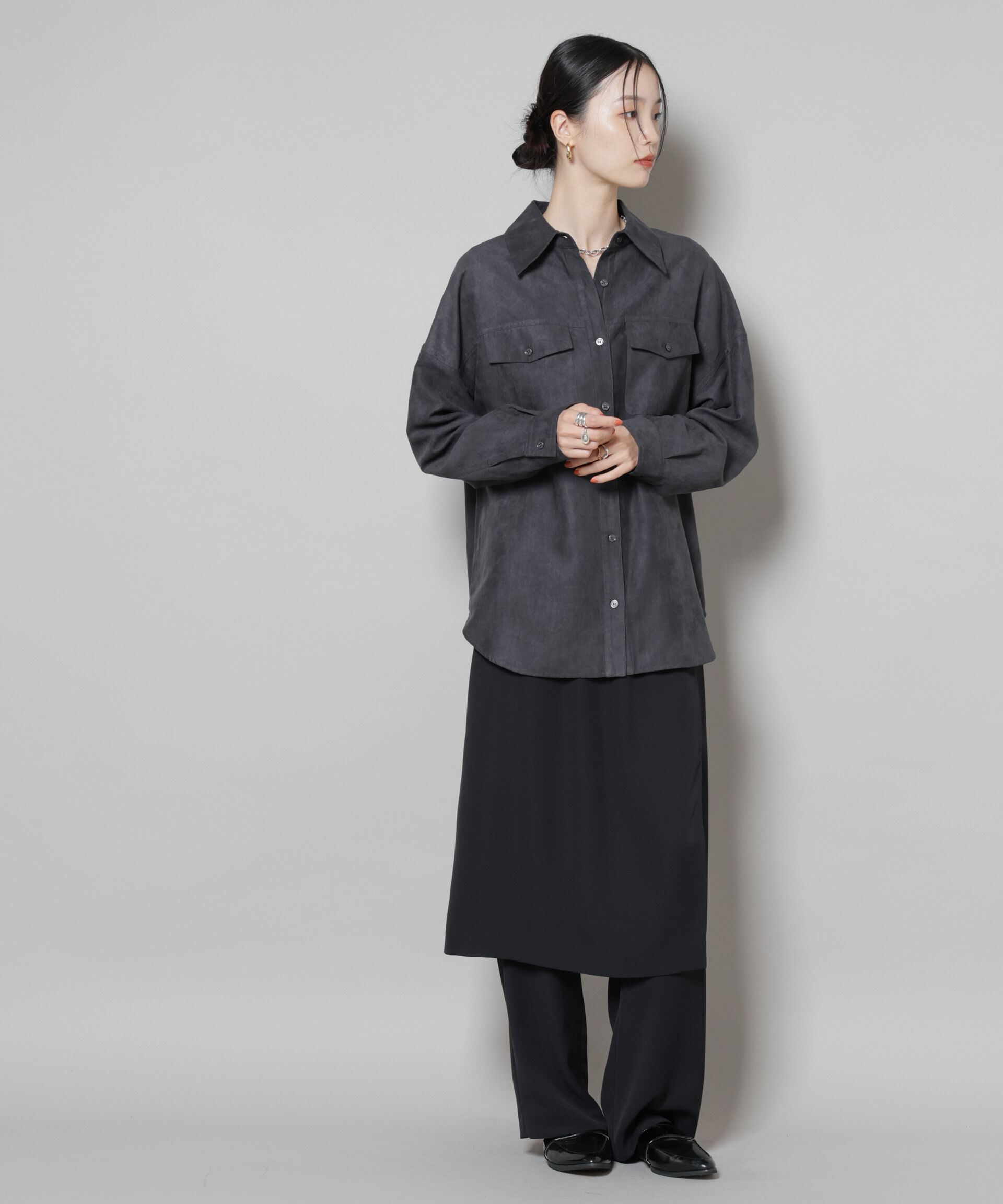 nano･universe「フェイクスエードシャツ(セットアップ可)」|シャツ・ブラウス|