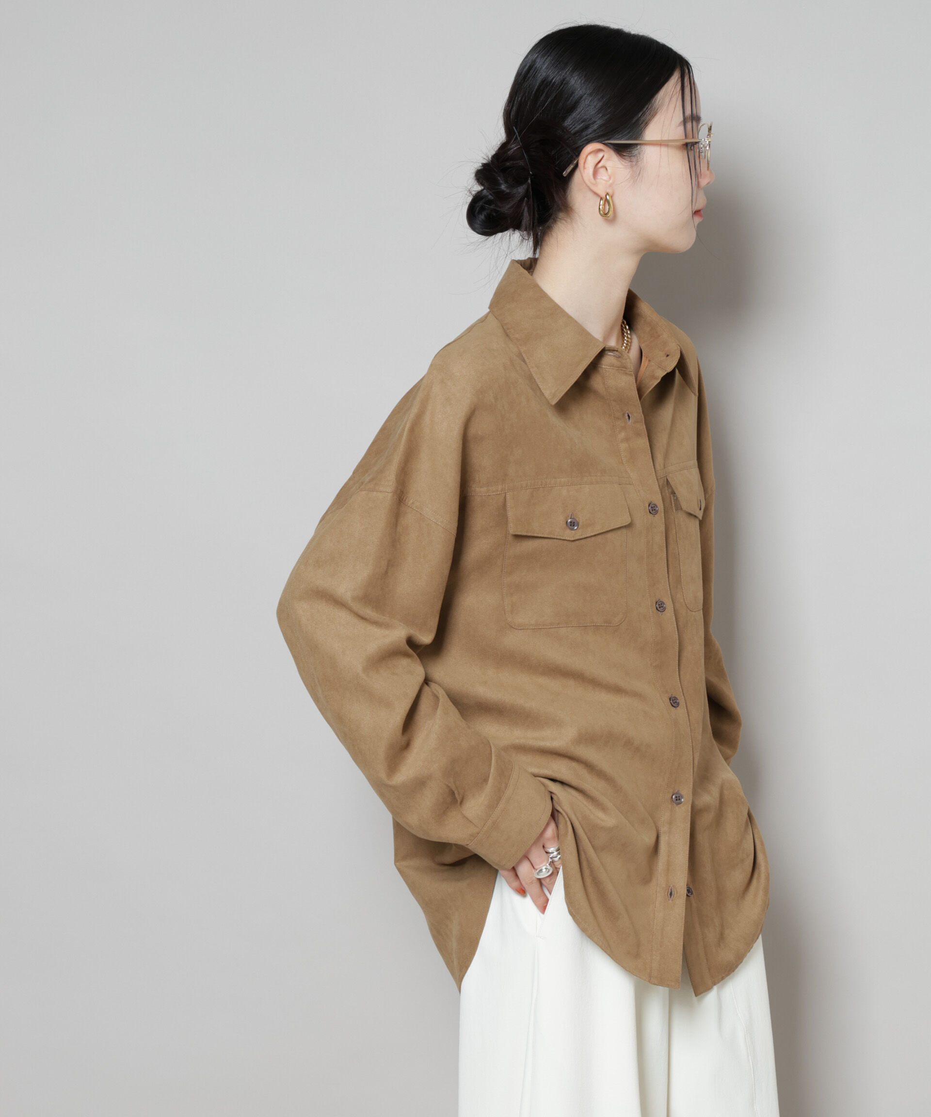 nano･universe「フェイクスエードシャツ(セットアップ可)」|シャツ・ブラウス|