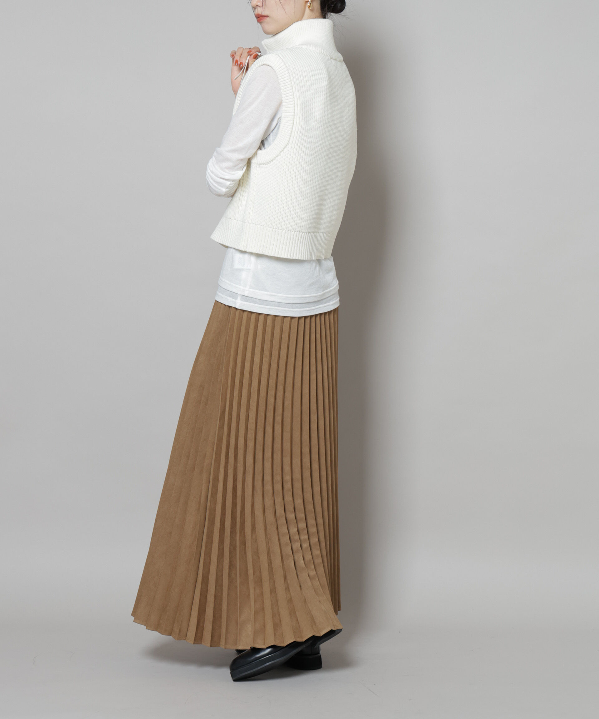 nano･universe「フェイクスエードプリーツスカート(セットアップ可)」|スカート|