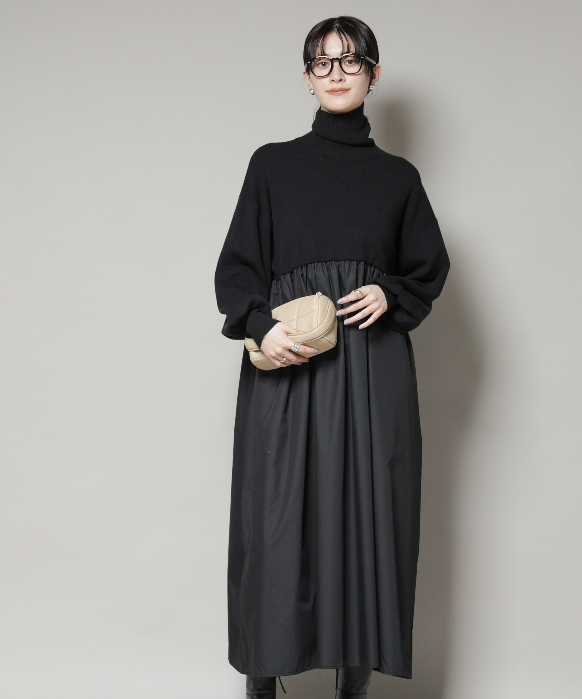 nano･universe「異素材コンビドッキングタートルワンピース」|ワンピース|