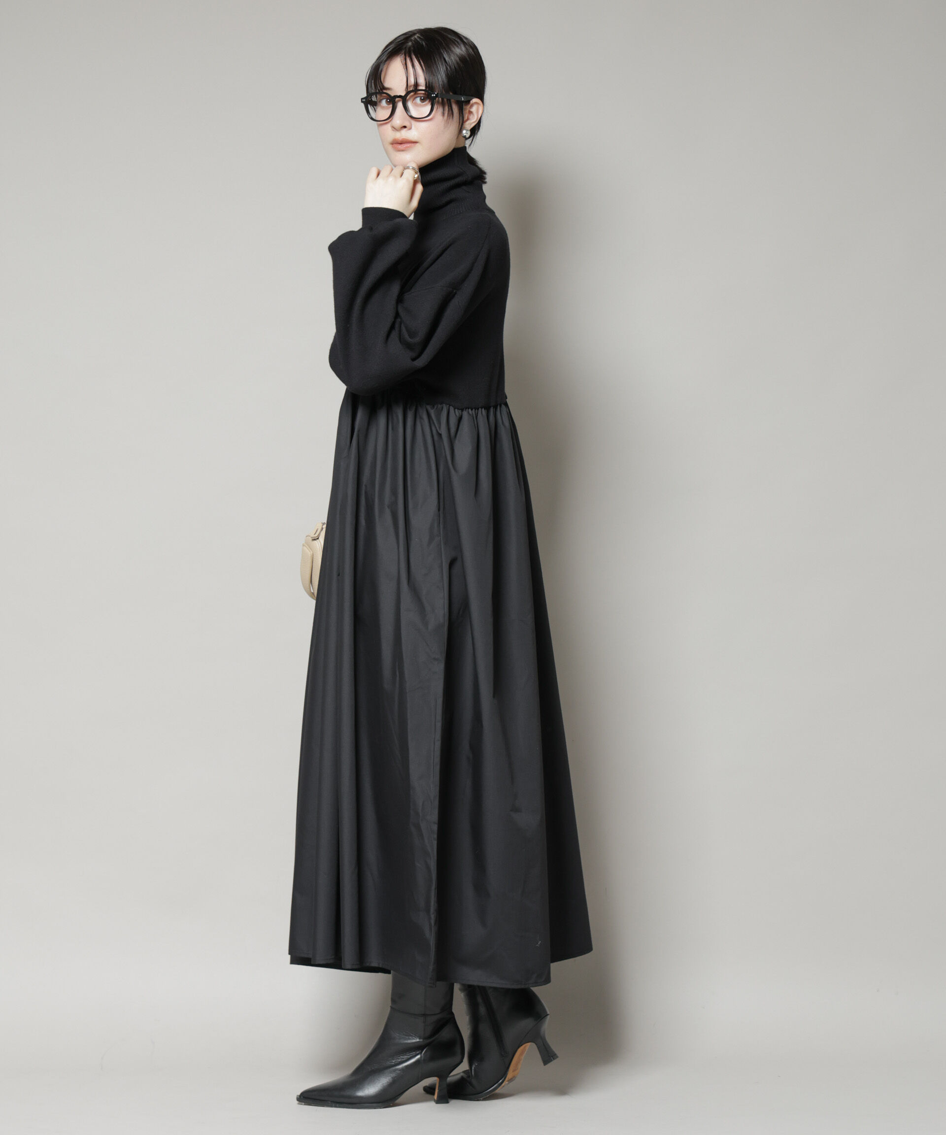 nano･universe「異素材コンビドッキングタートルワンピース」|ワンピース|