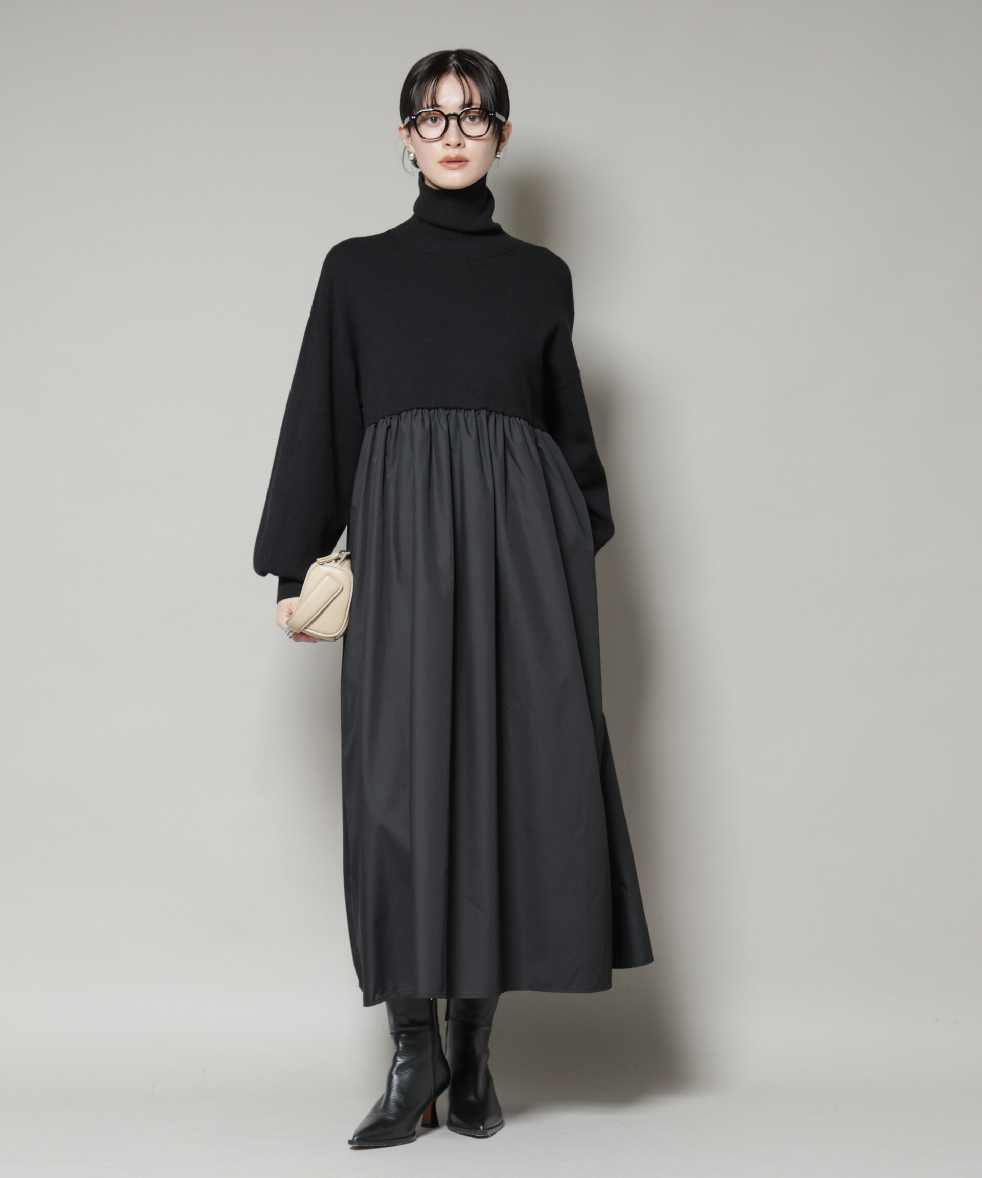 nano･universe「異素材コンビドッキングタートルワンピース」|ワンピース|