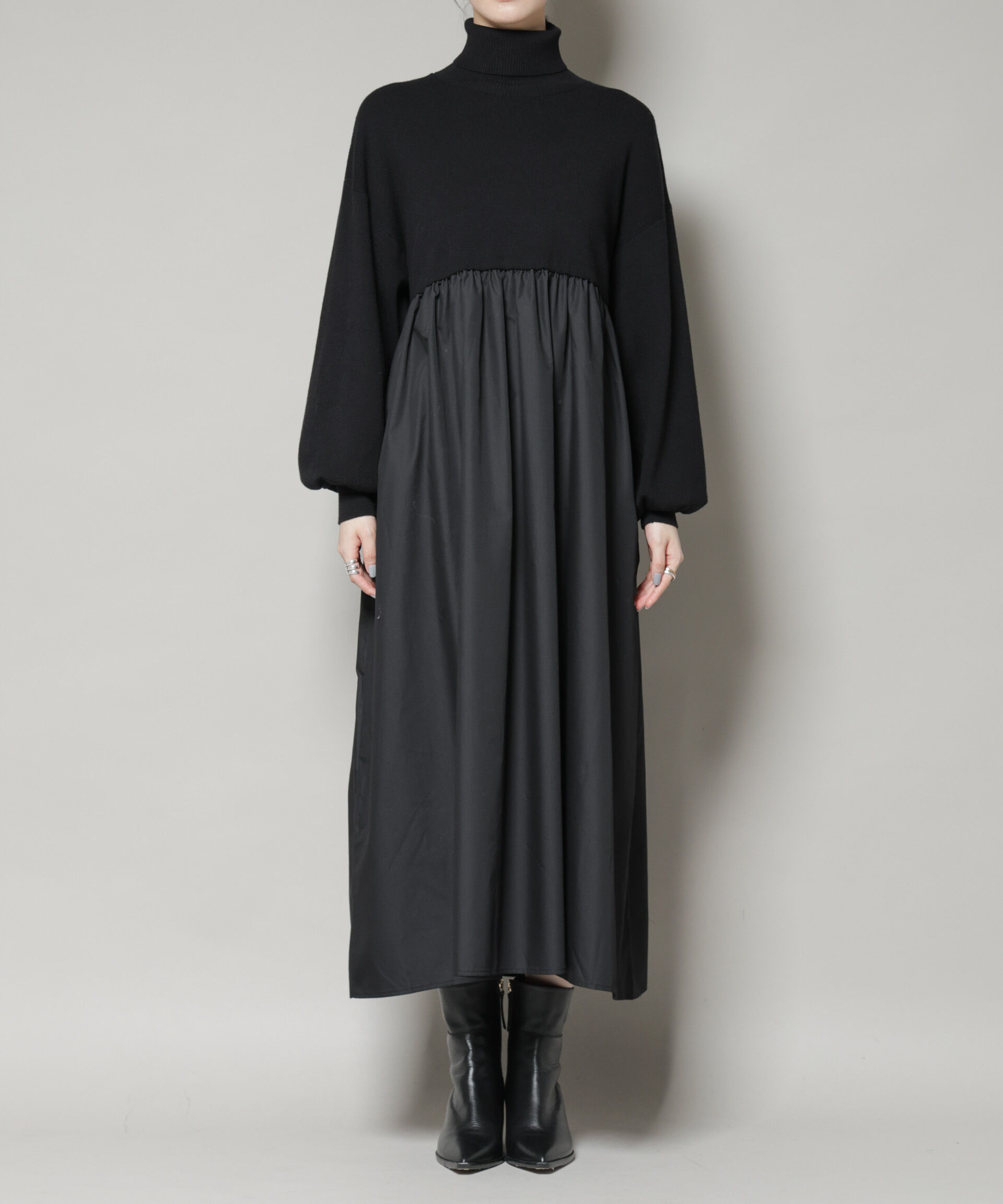 nano･universe「異素材コンビドッキングタートルワンピース」|ワンピース|