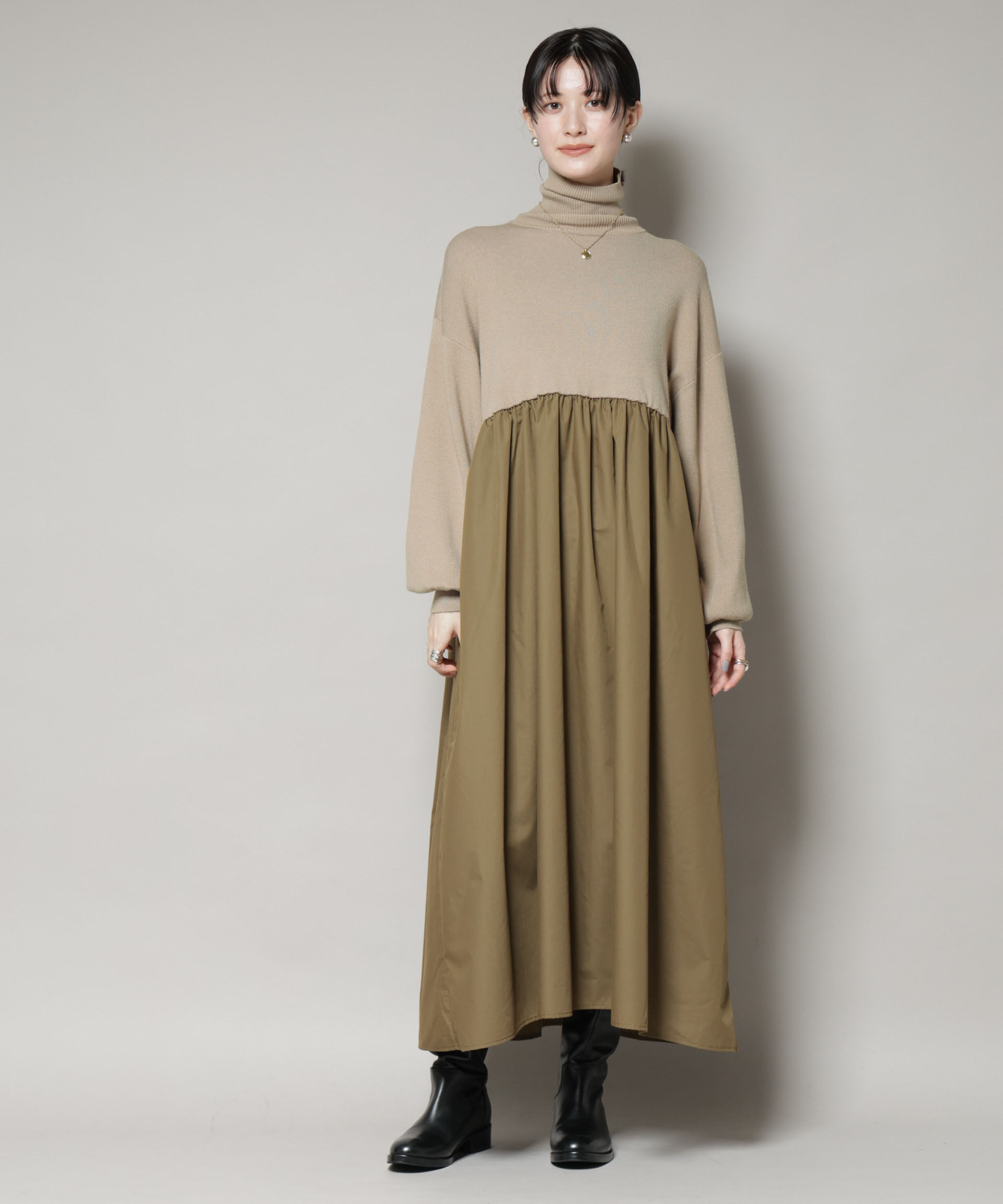 nano･universe「異素材コンビドッキングタートルワンピース」|ワンピース|