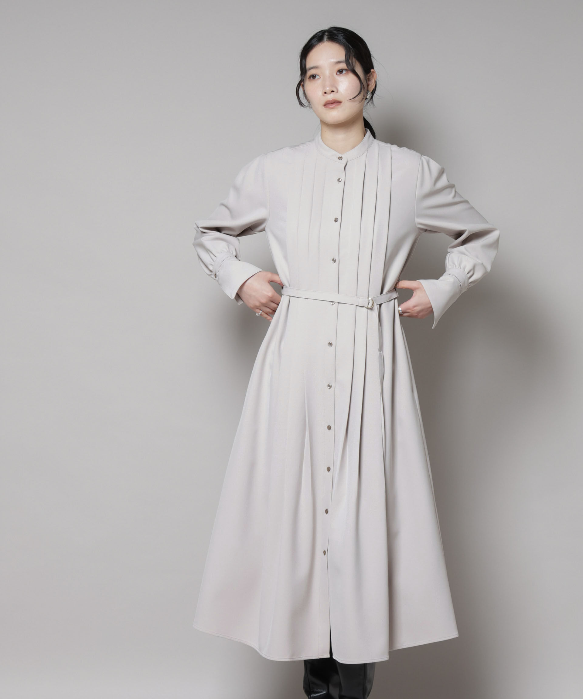 nano･universe「ダブルクロスベルト付きタックワンピース」|ワンピース|