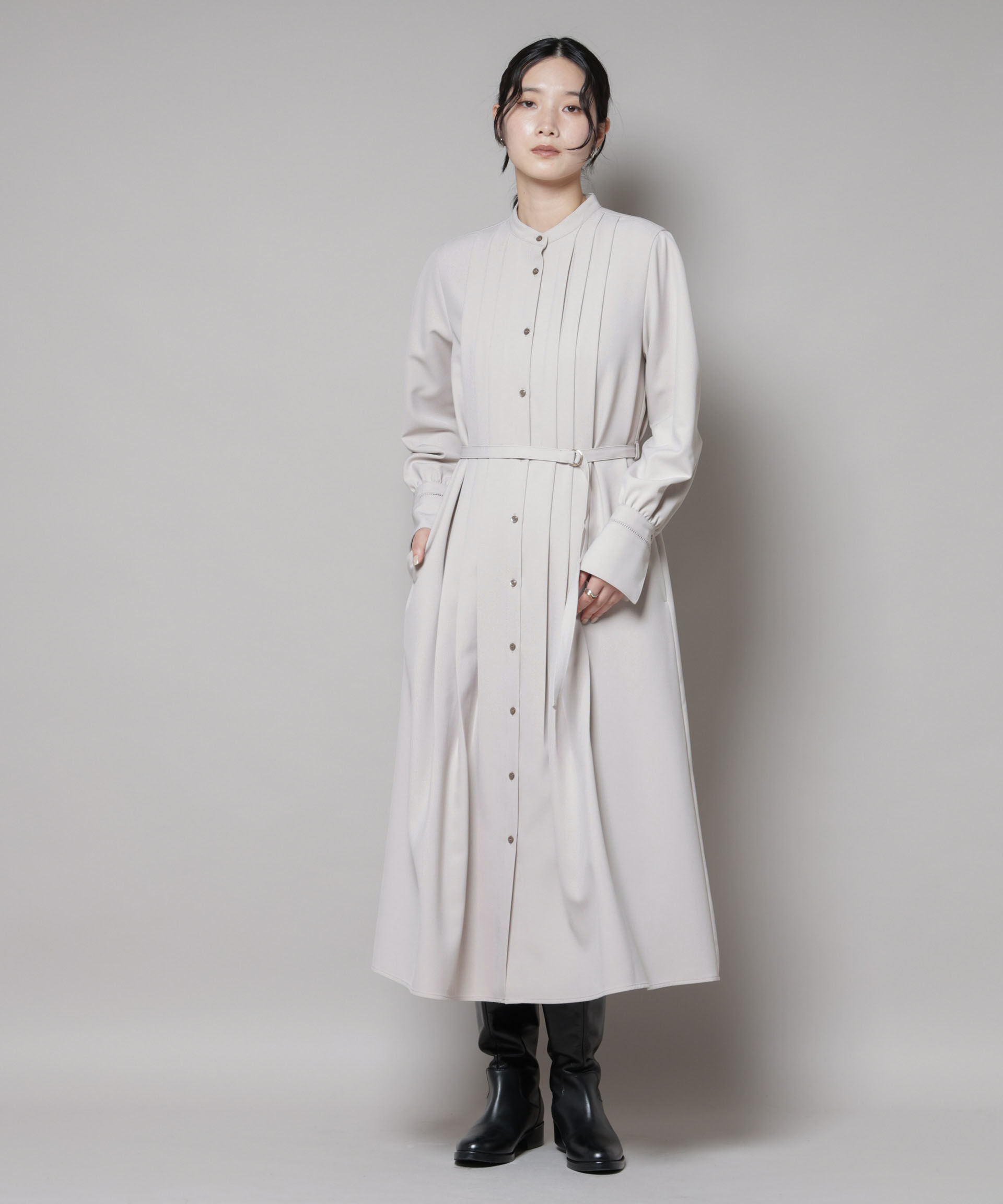 nano･universe「ダブルクロスベルト付きタックワンピース」|ワンピース|